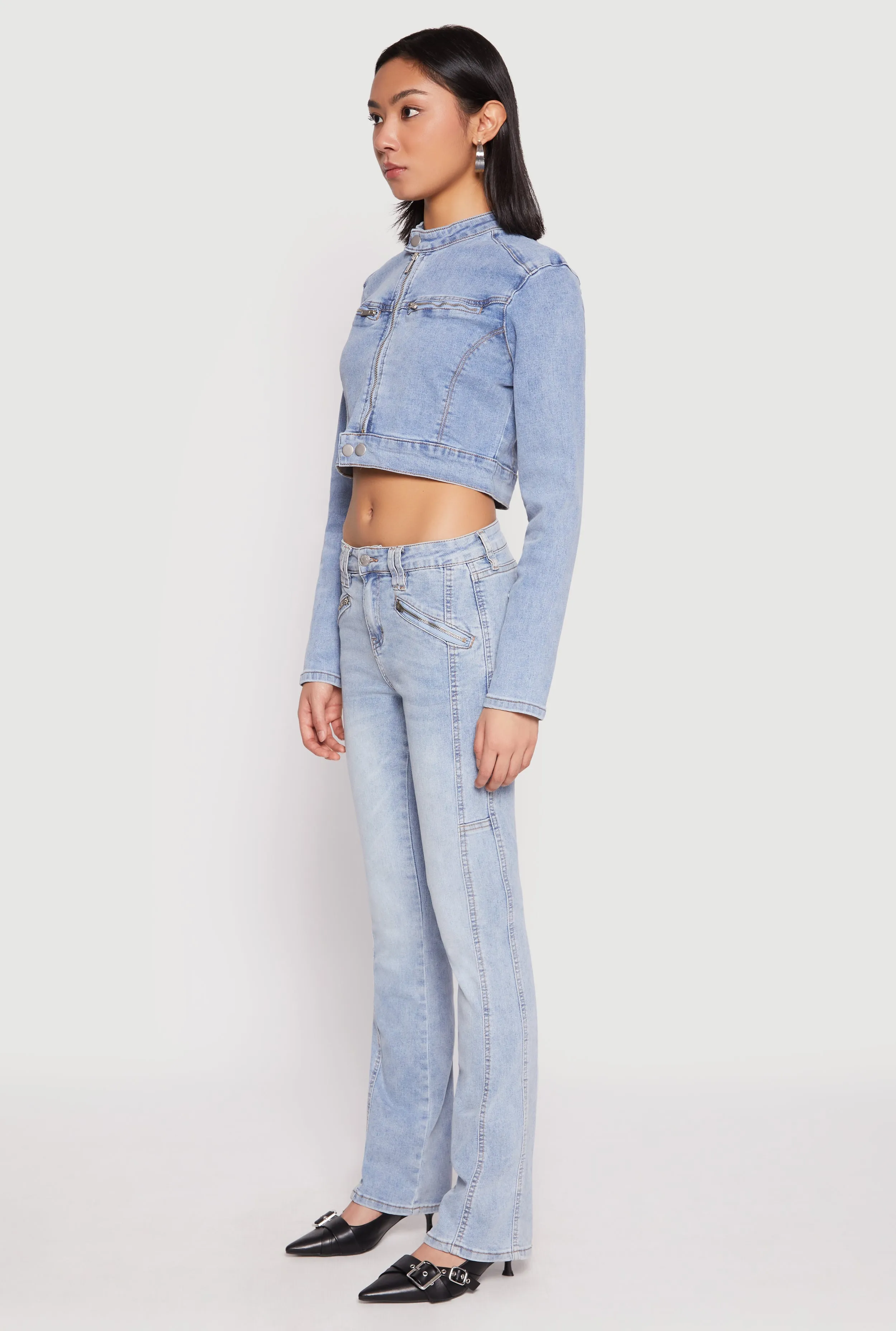 Almost Famous Denim Moto Cropped Jacket