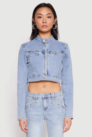 Almost Famous Denim Moto Cropped Jacket