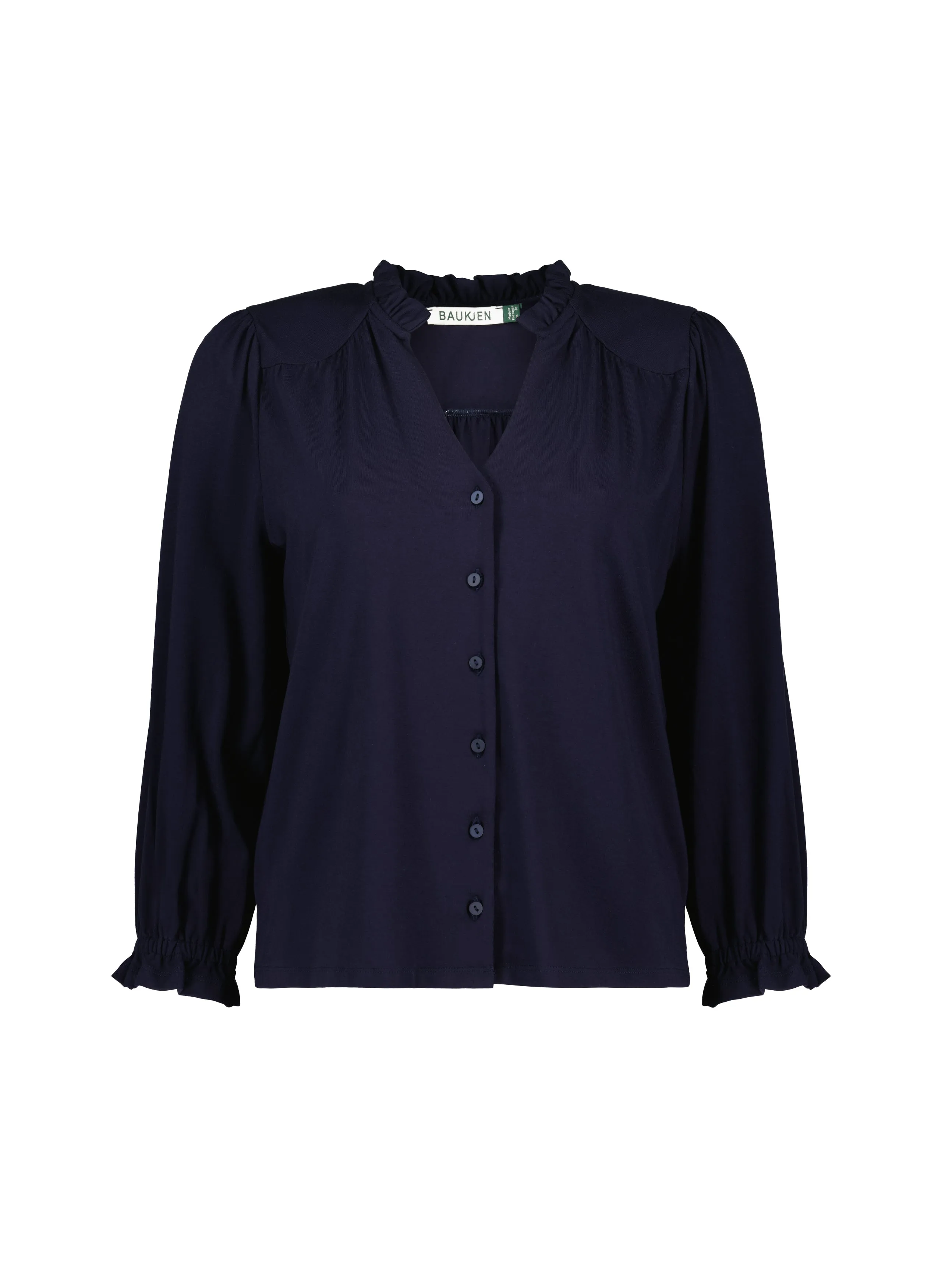 Annie LENZING™ ECOVERO™ Ruffle Collar Blouse | Classic Navy