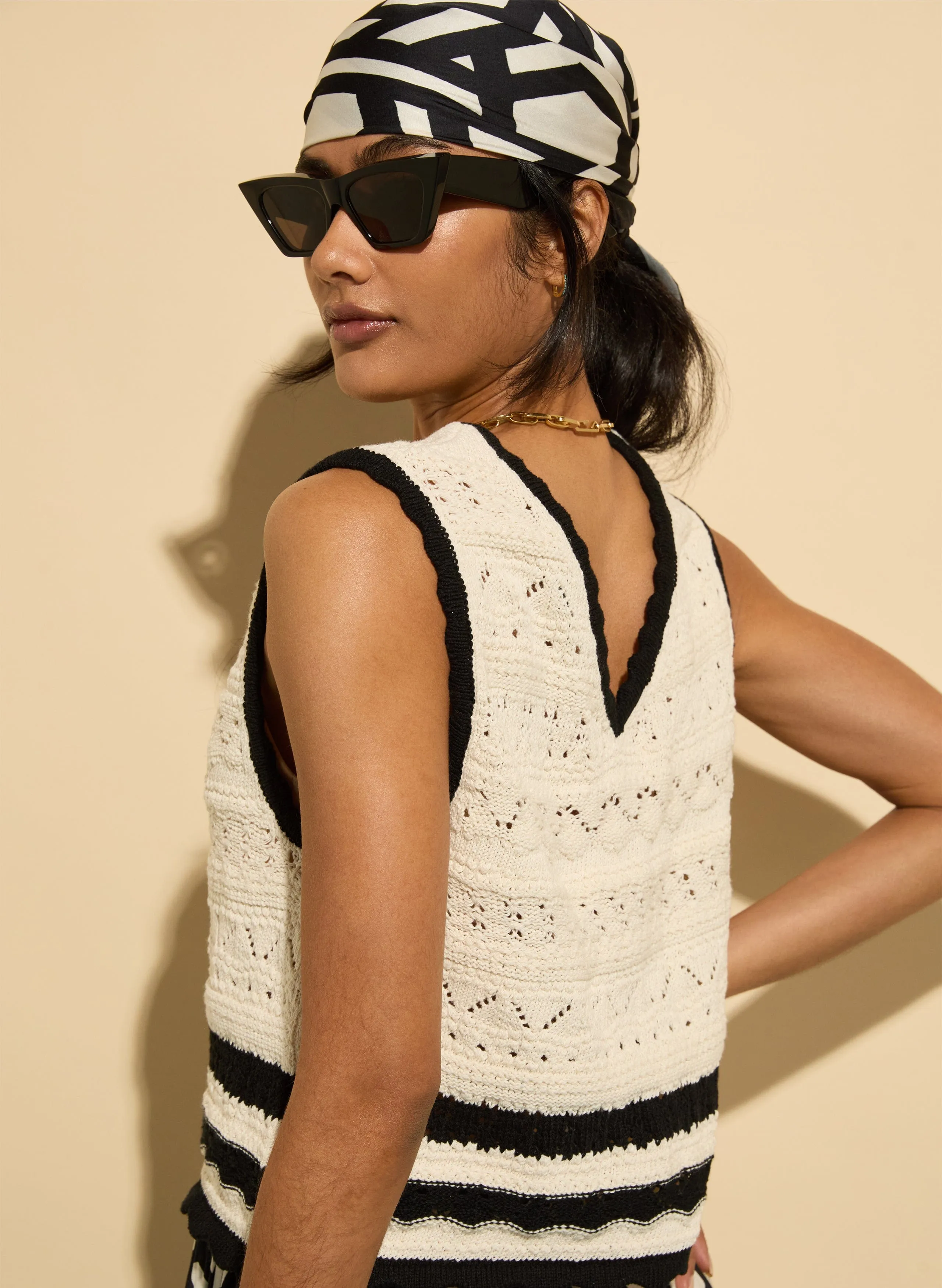 Apryl ECOTEC® Cotton Tank | Cream & Black