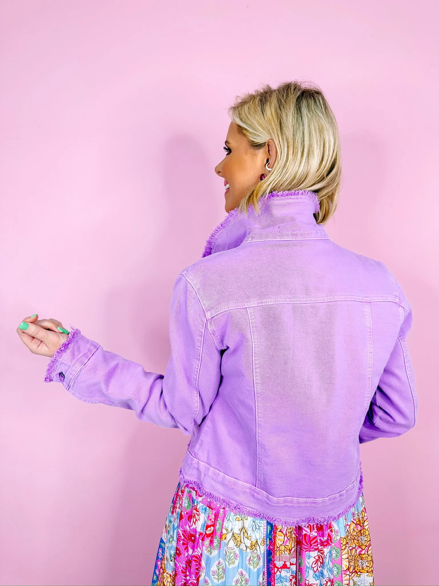 BECCA RAW EDGE DENIM JACKET - PURPLE