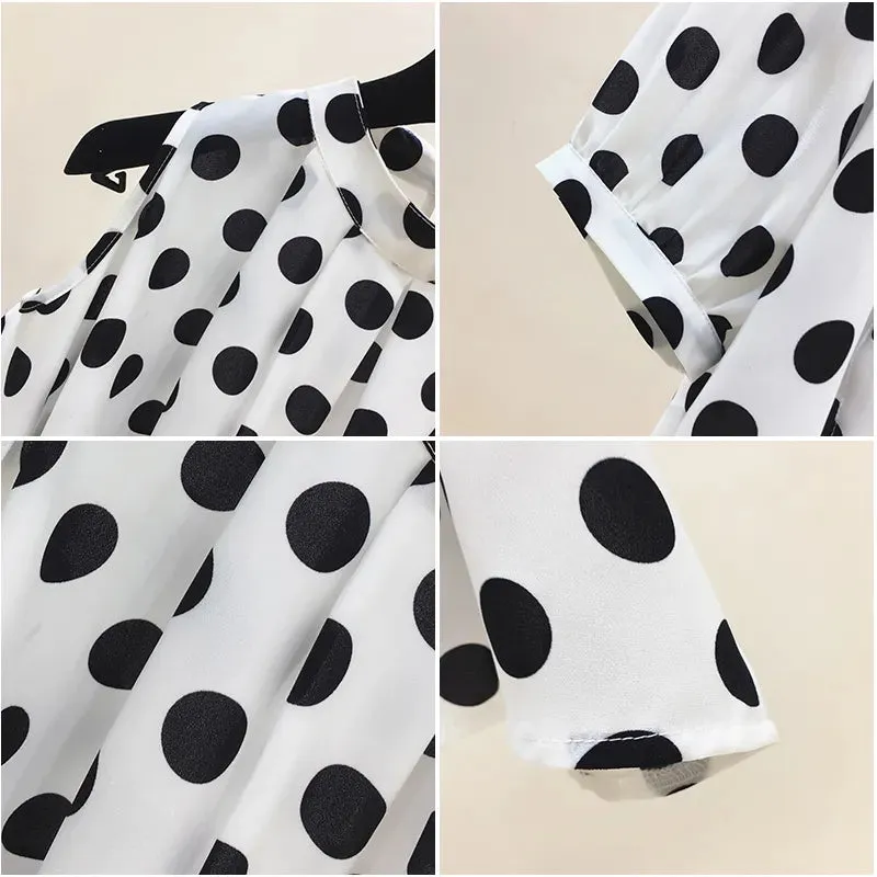 Black Polka Dot Vintage O-Neck Top