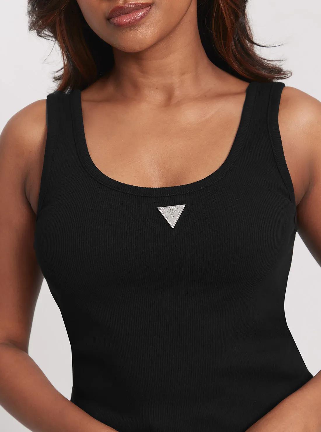 Black Ribbed Knit Tank Top