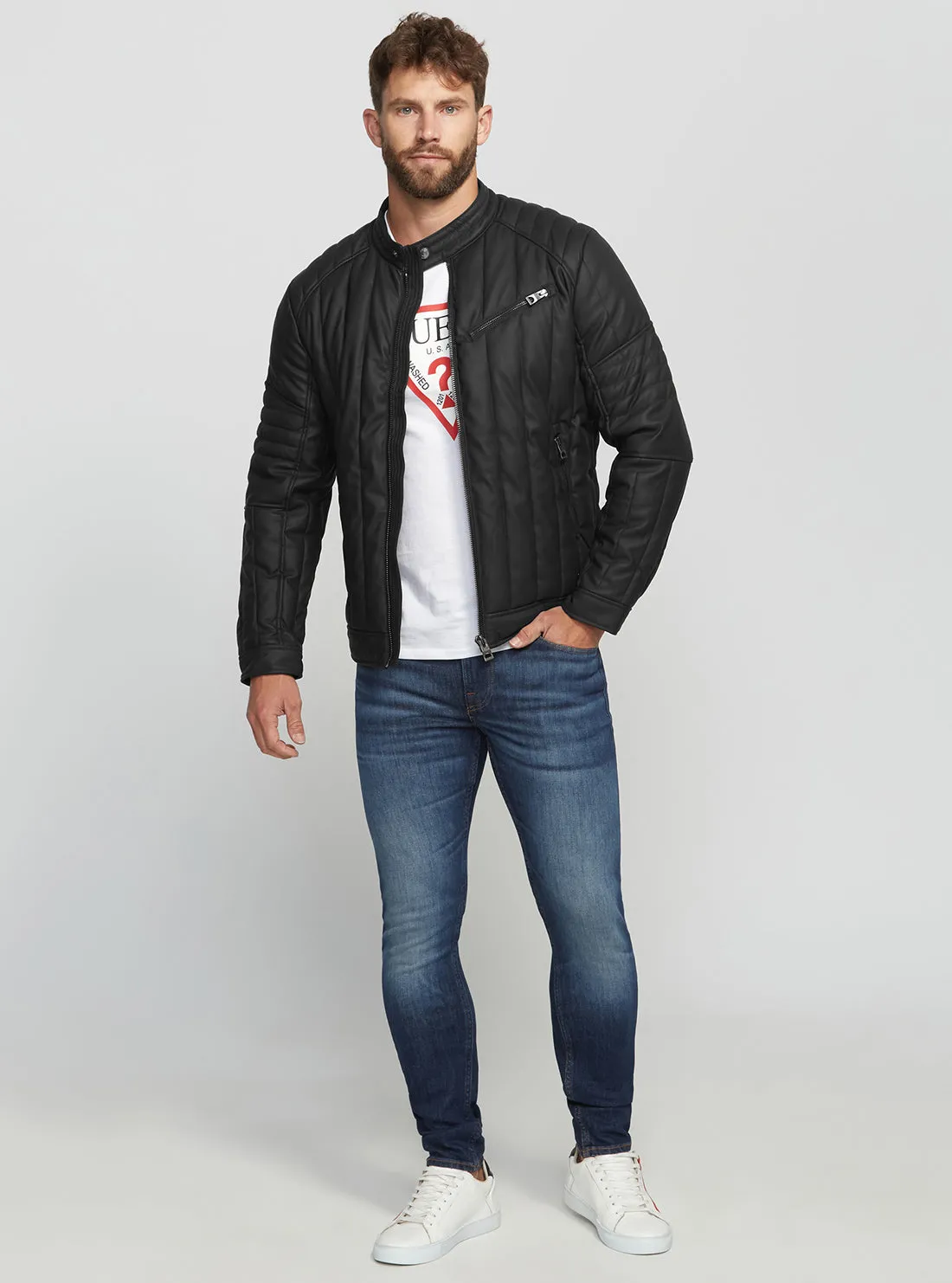 Black Stretch Biker Jacket