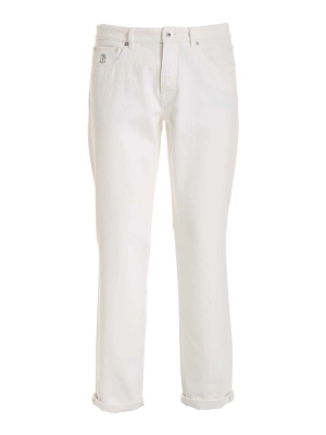 Brunello Cucinelli Logo Patch Straight-Leg Jeans