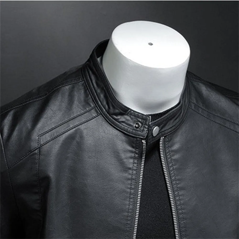 Casual Coat Men Moto Biker Leather Coat