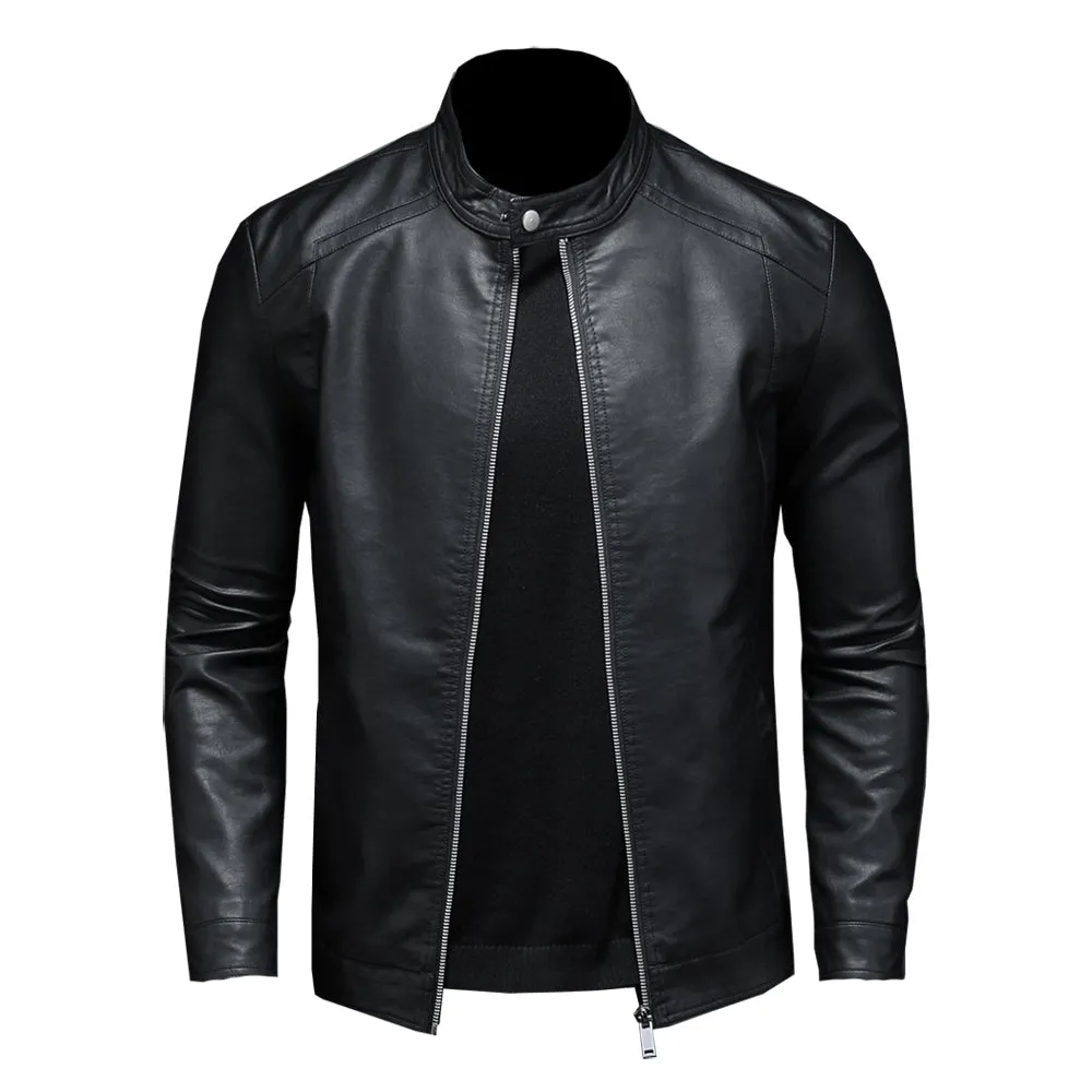 Casual Coat Men Moto Biker Leather Coat