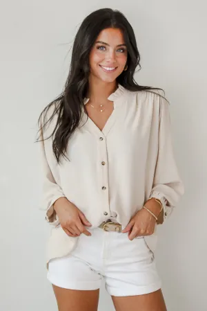 Casual Contentment Taupe Blouse