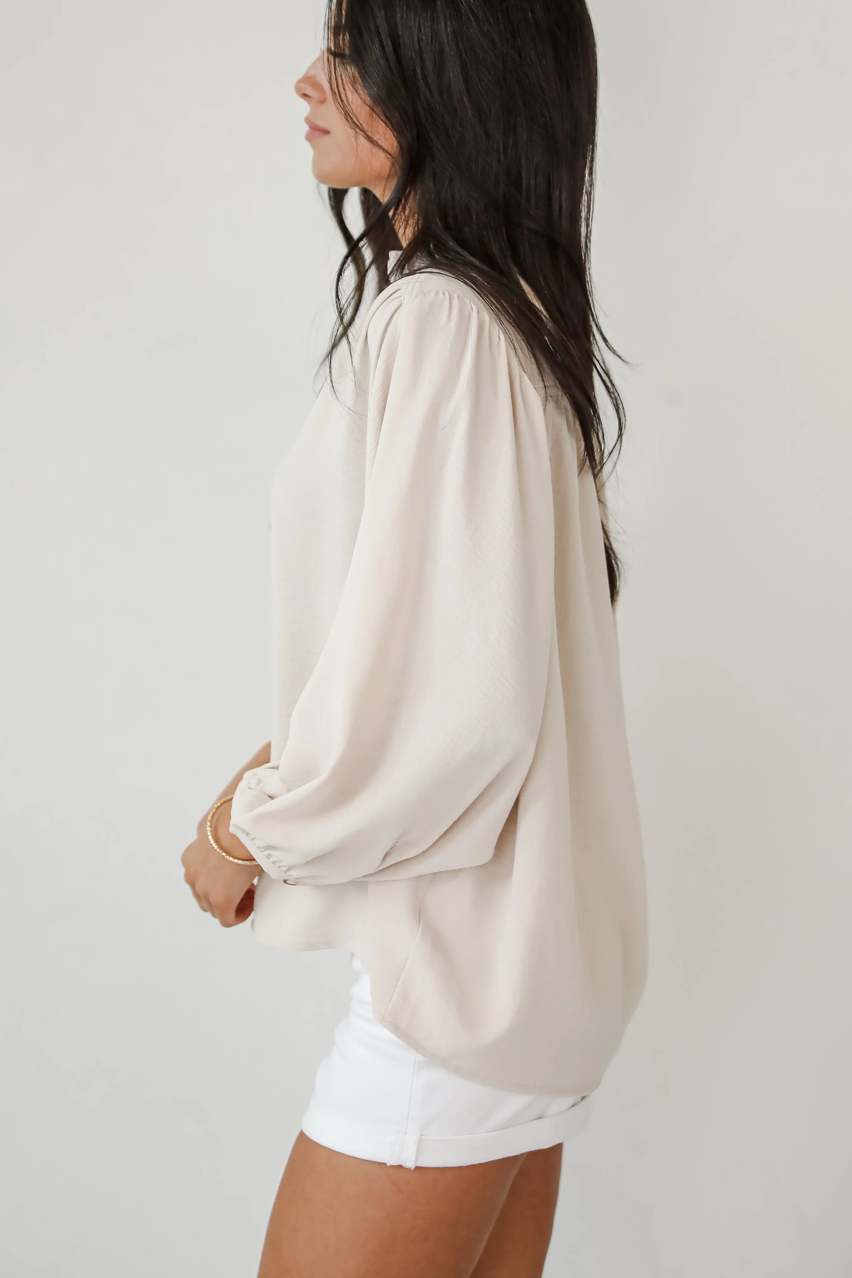 Casual Contentment Taupe Blouse