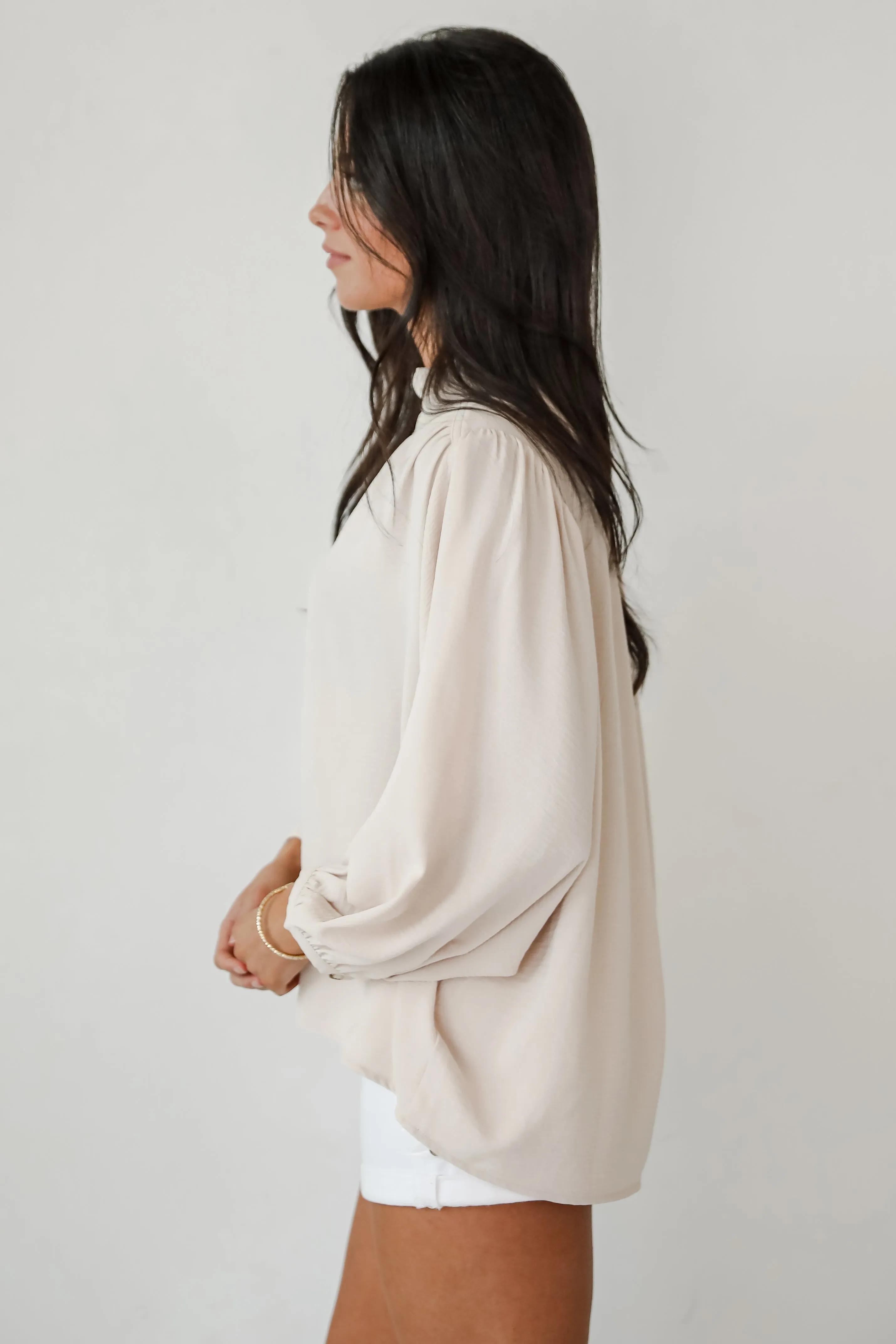 Casual Contentment Taupe Blouse