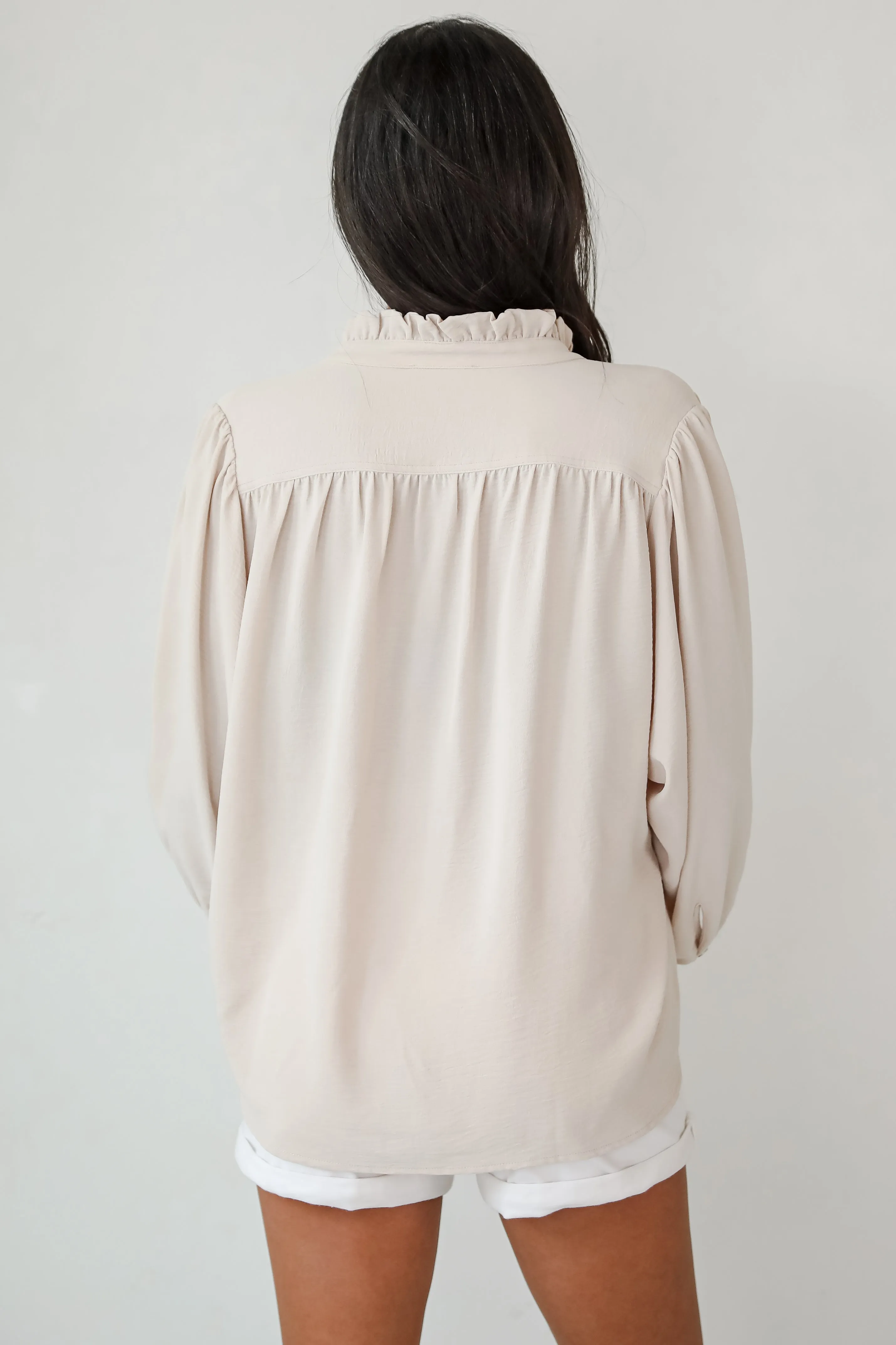 Casual Contentment Taupe Blouse