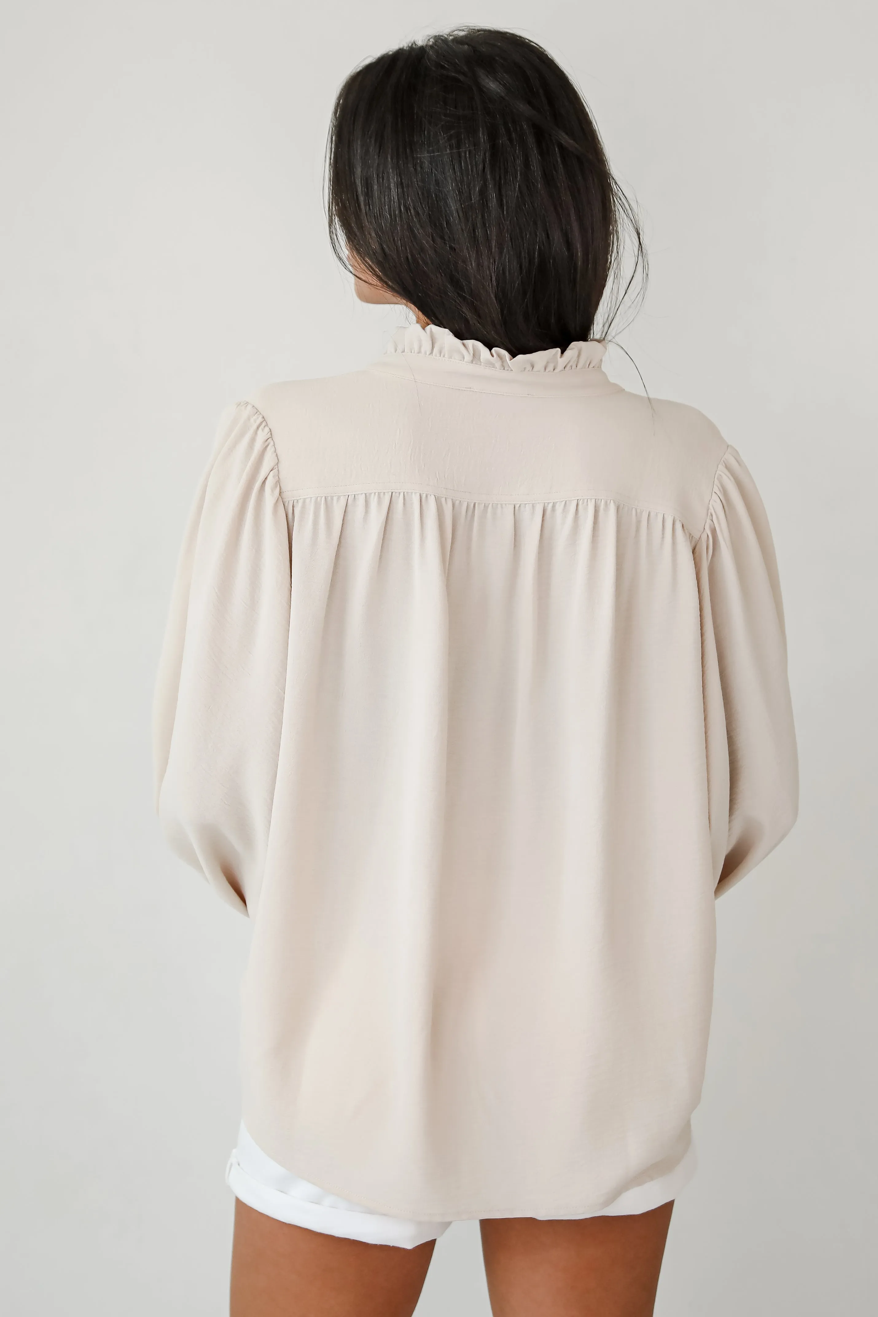 Casual Contentment Taupe Blouse