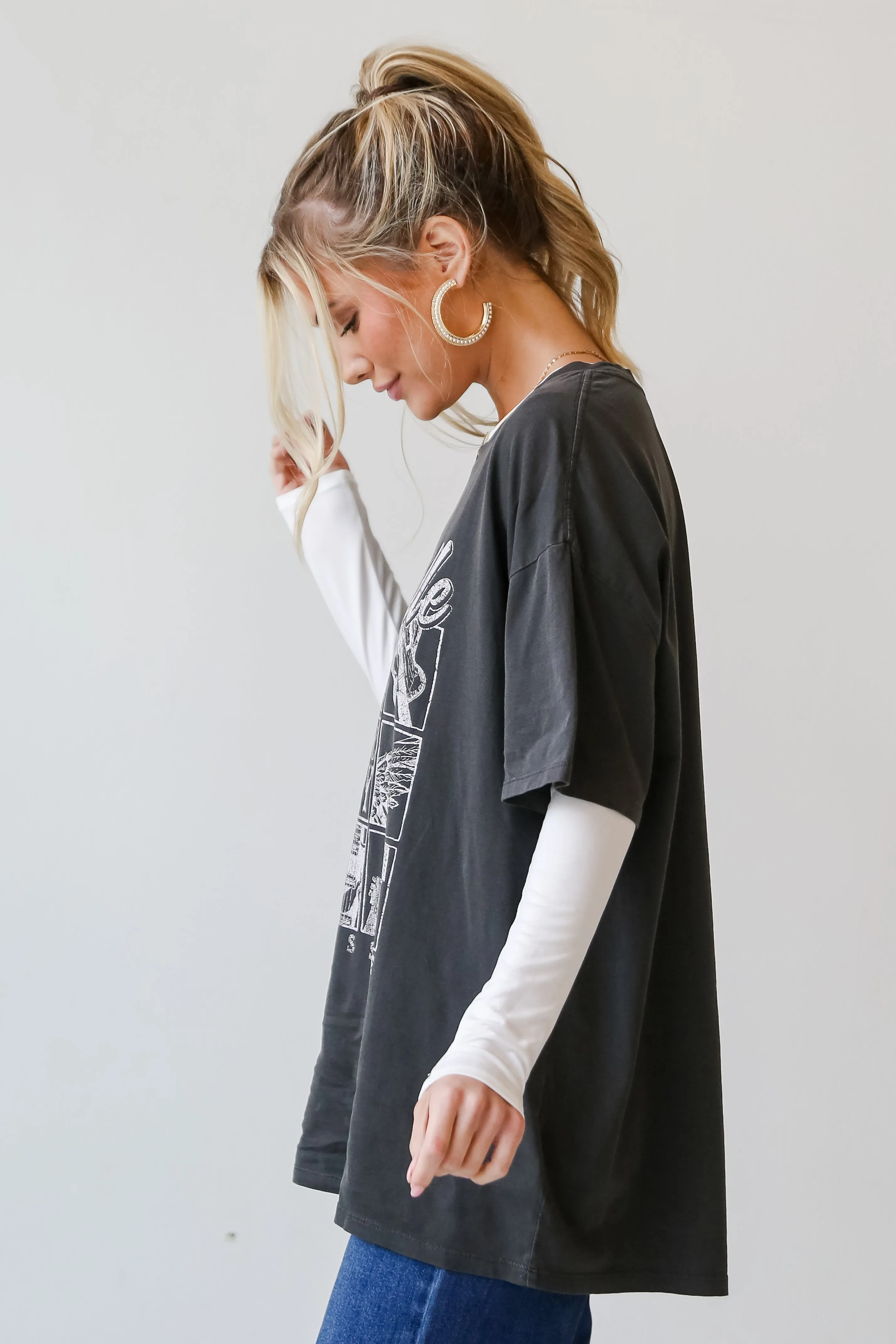Charcoal Nashville Tennessee Music City Oversized Graphic Tee