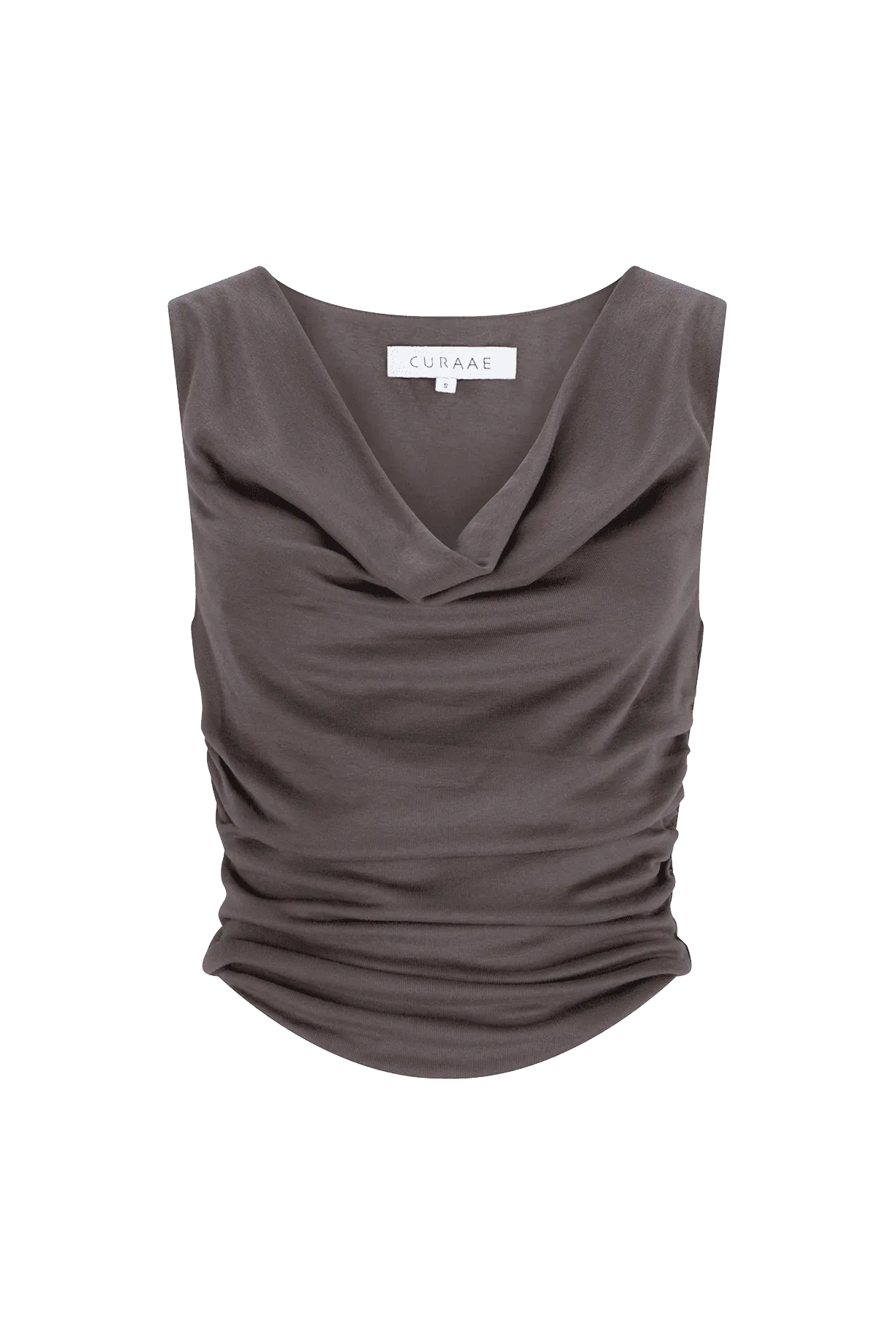 CURAAE Daphne Cowl Neckline Crop Top In Grey