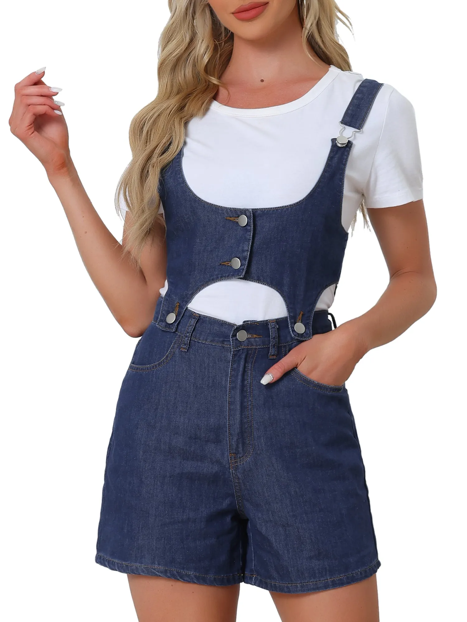 Denim Romper Casual Sleeveless Detachable 2 Piece Set Short Jeans Jumpsuits