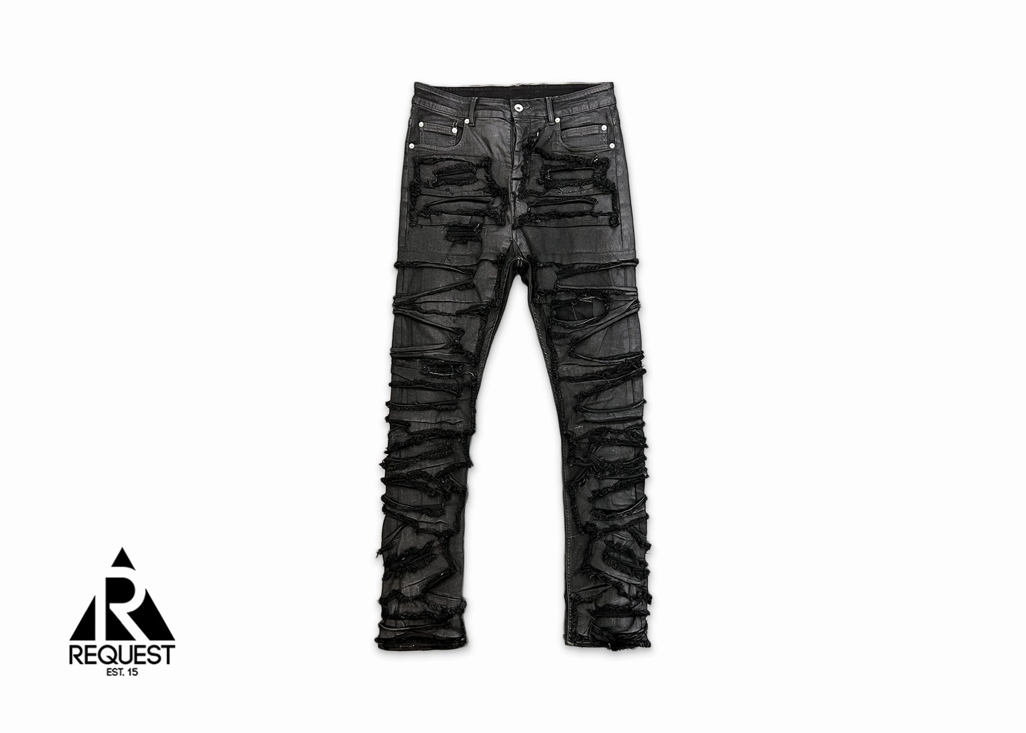 Detroit Cut Distressed Denim Black Wax
