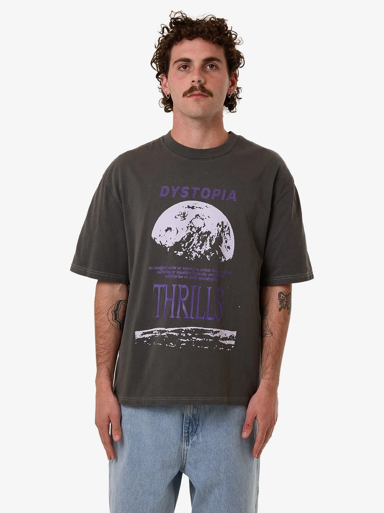 Dystopia Box Fit Oversize Short Tee - Merch Black