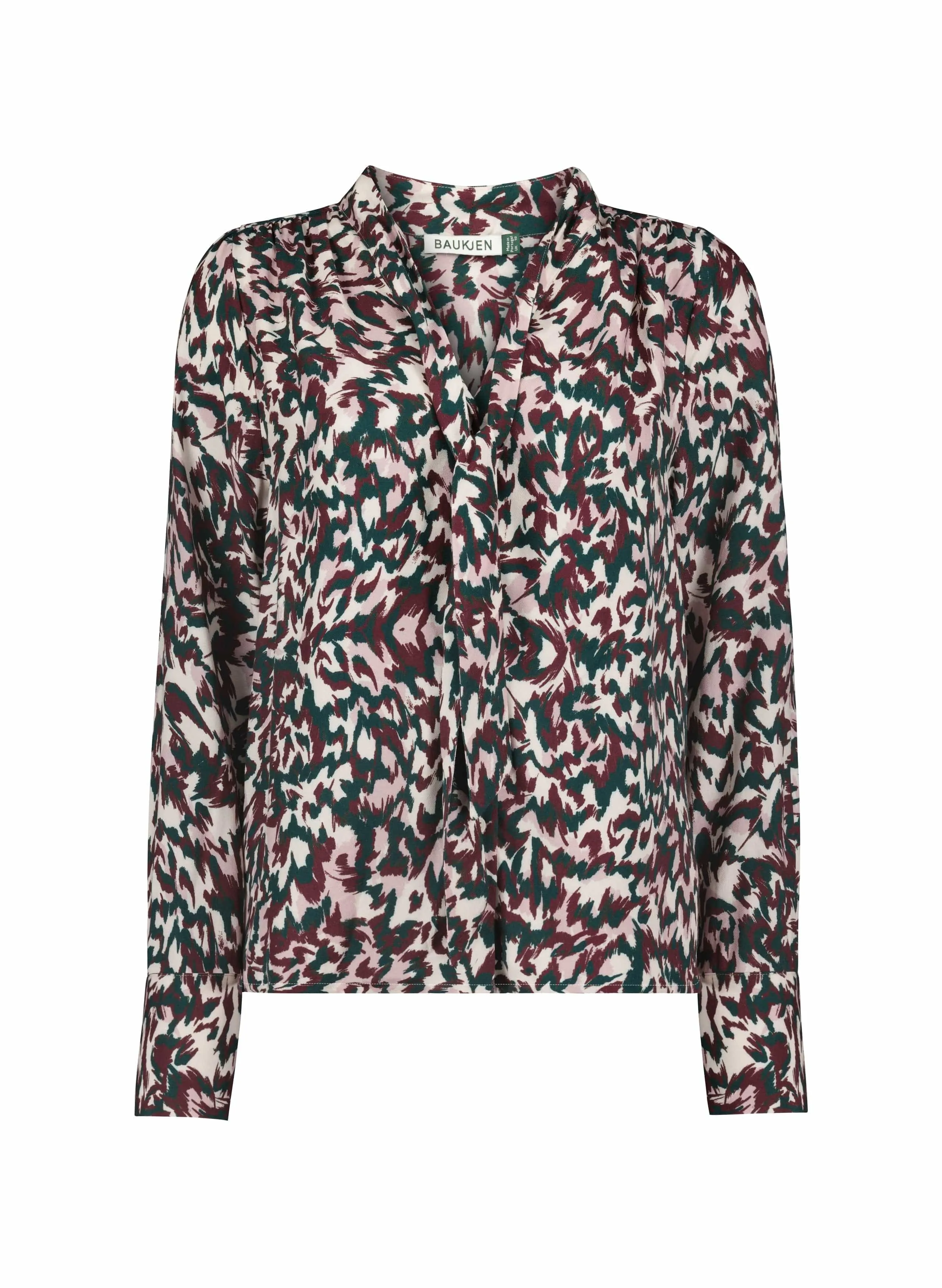 Effie LENZING™ ECOVERO™ Printed Tie Neck Blouse | Beige Animal Print