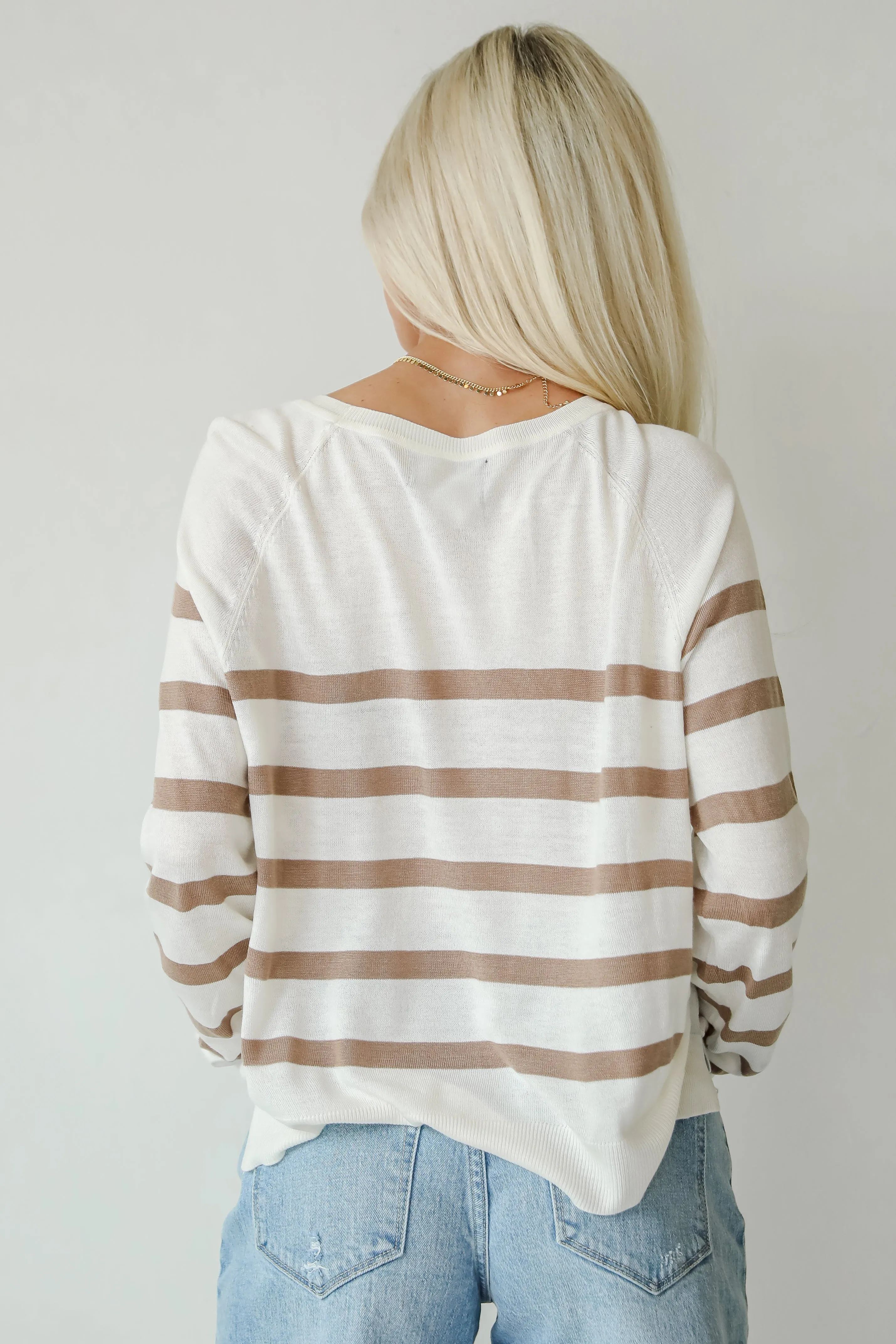 Elevated Staple Cream Striped Lightweight Knit Top