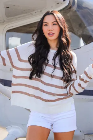 Elevated Staple Cream Striped Lightweight Knit Top