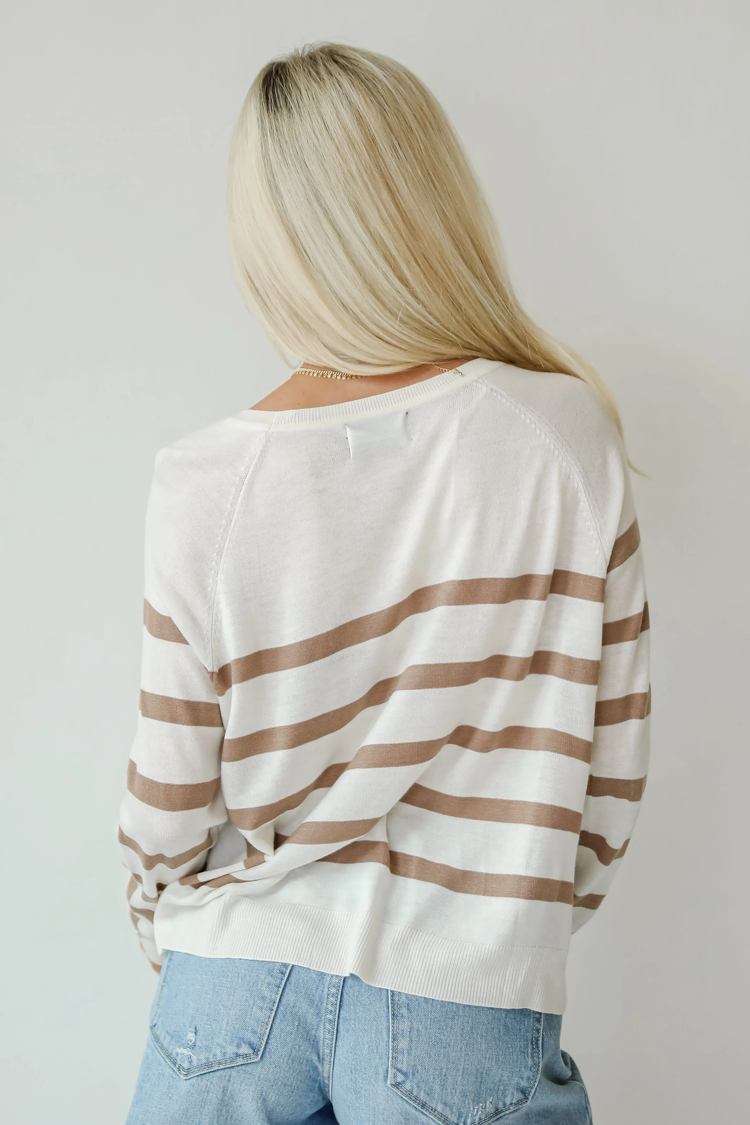 Elevated Staple Cream Striped Lightweight Knit Top