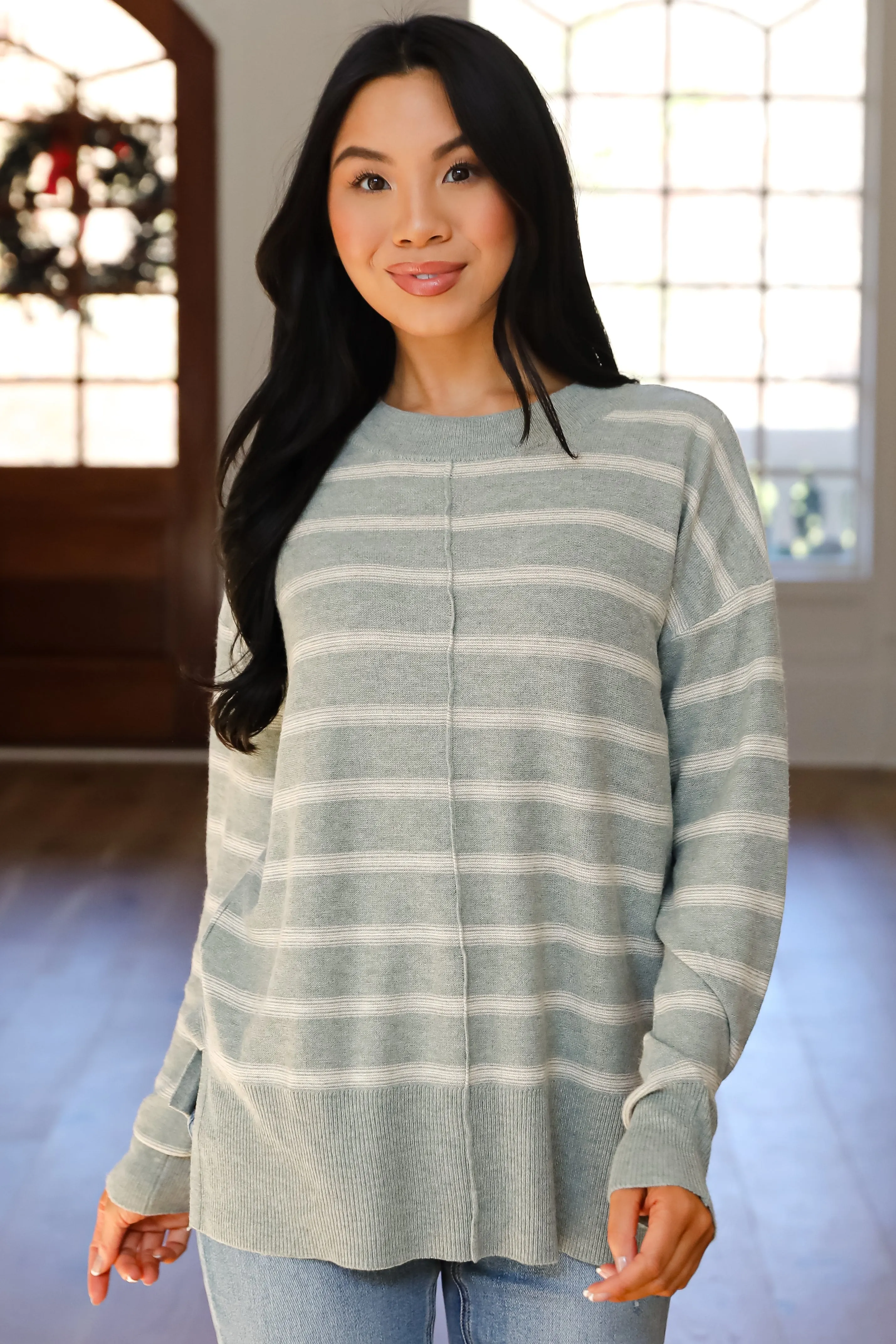 FINAL SALE - Adorable Simplicity Striped Lightweight Knit Sweater - DOORBUSTER