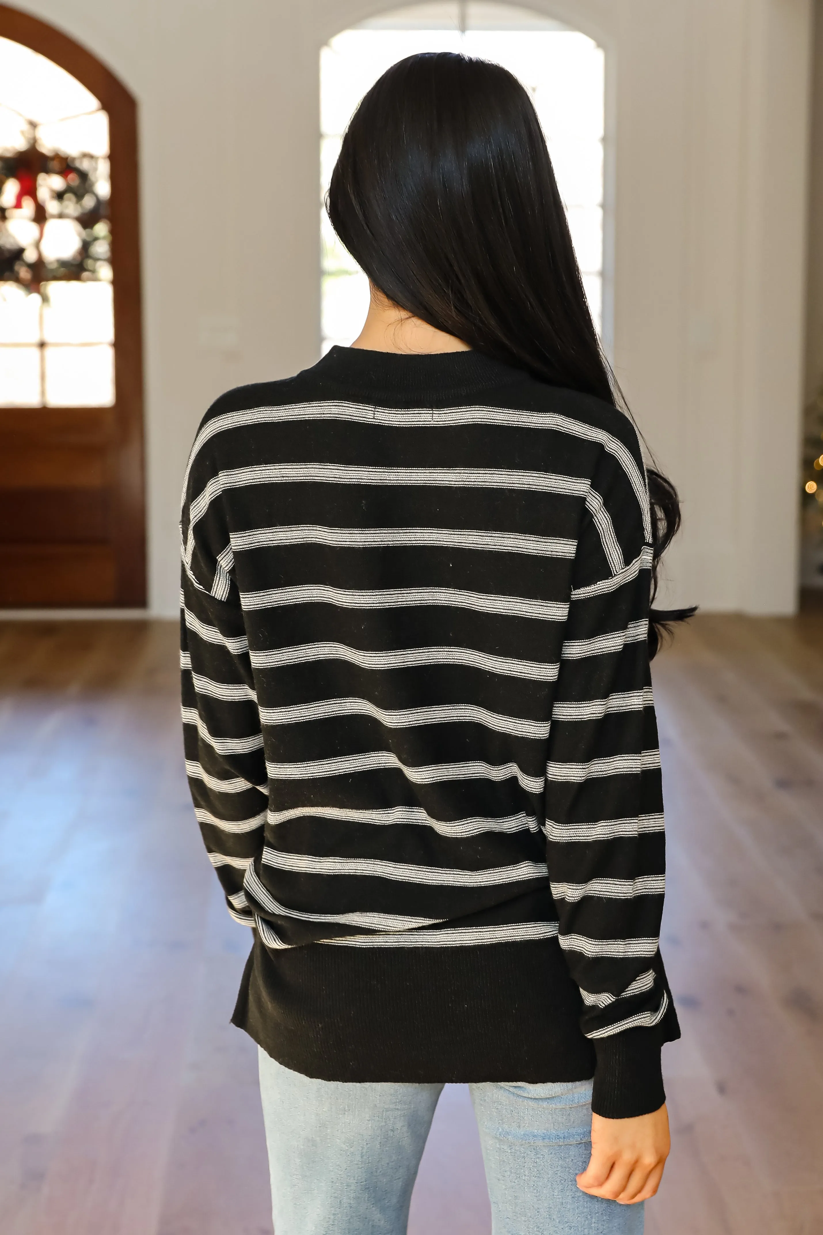 FINAL SALE - Adorable Simplicity Striped Lightweight Knit Sweater - DOORBUSTER