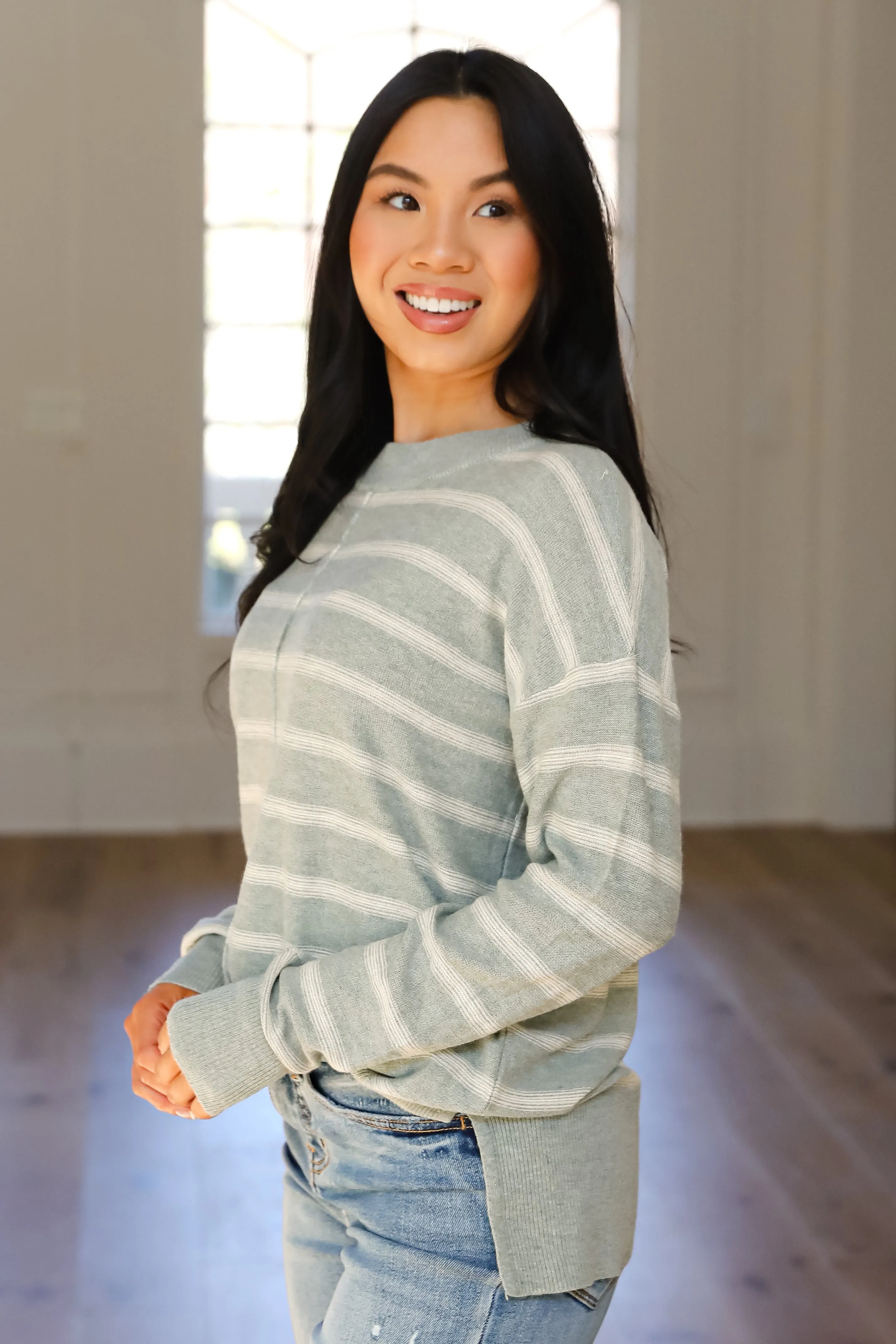 FINAL SALE - Adorable Simplicity Striped Lightweight Knit Sweater - DOORBUSTER