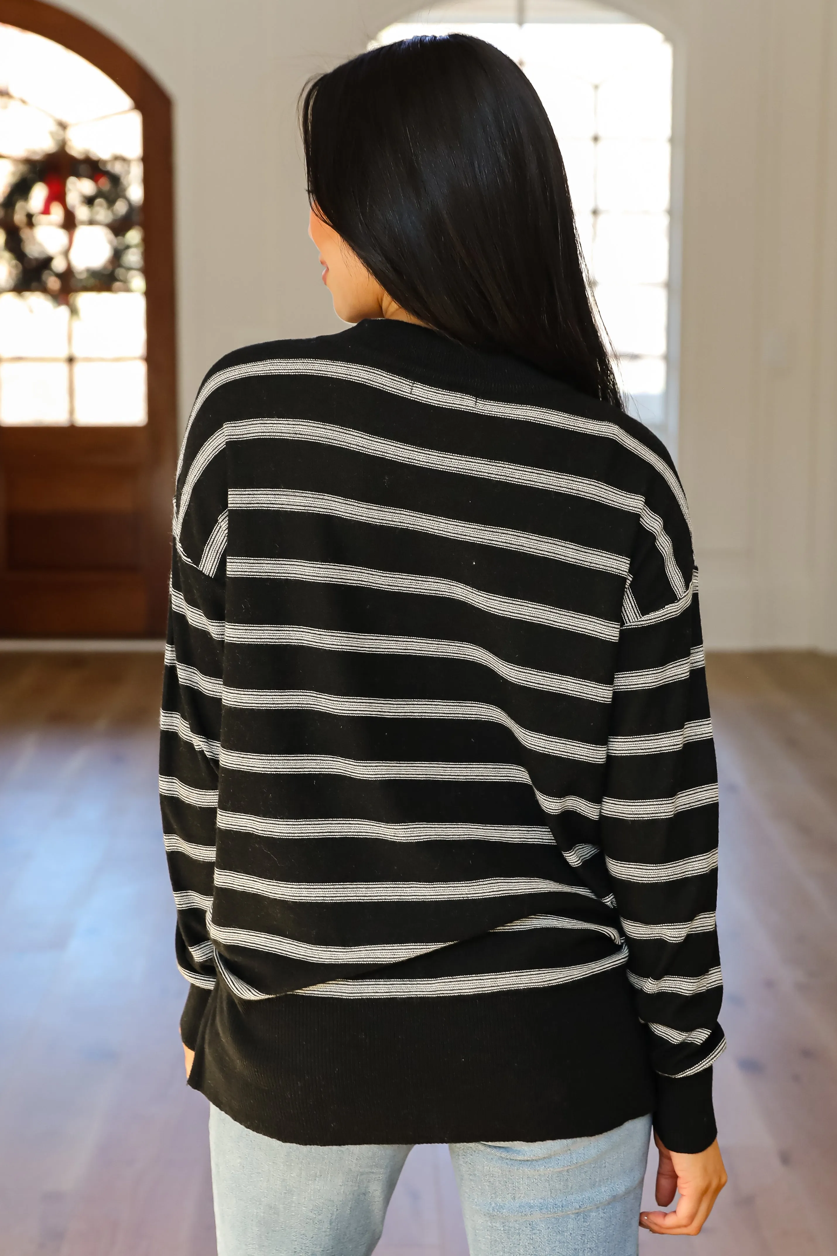 FINAL SALE - Adorable Simplicity Striped Lightweight Knit Sweater - DOORBUSTER