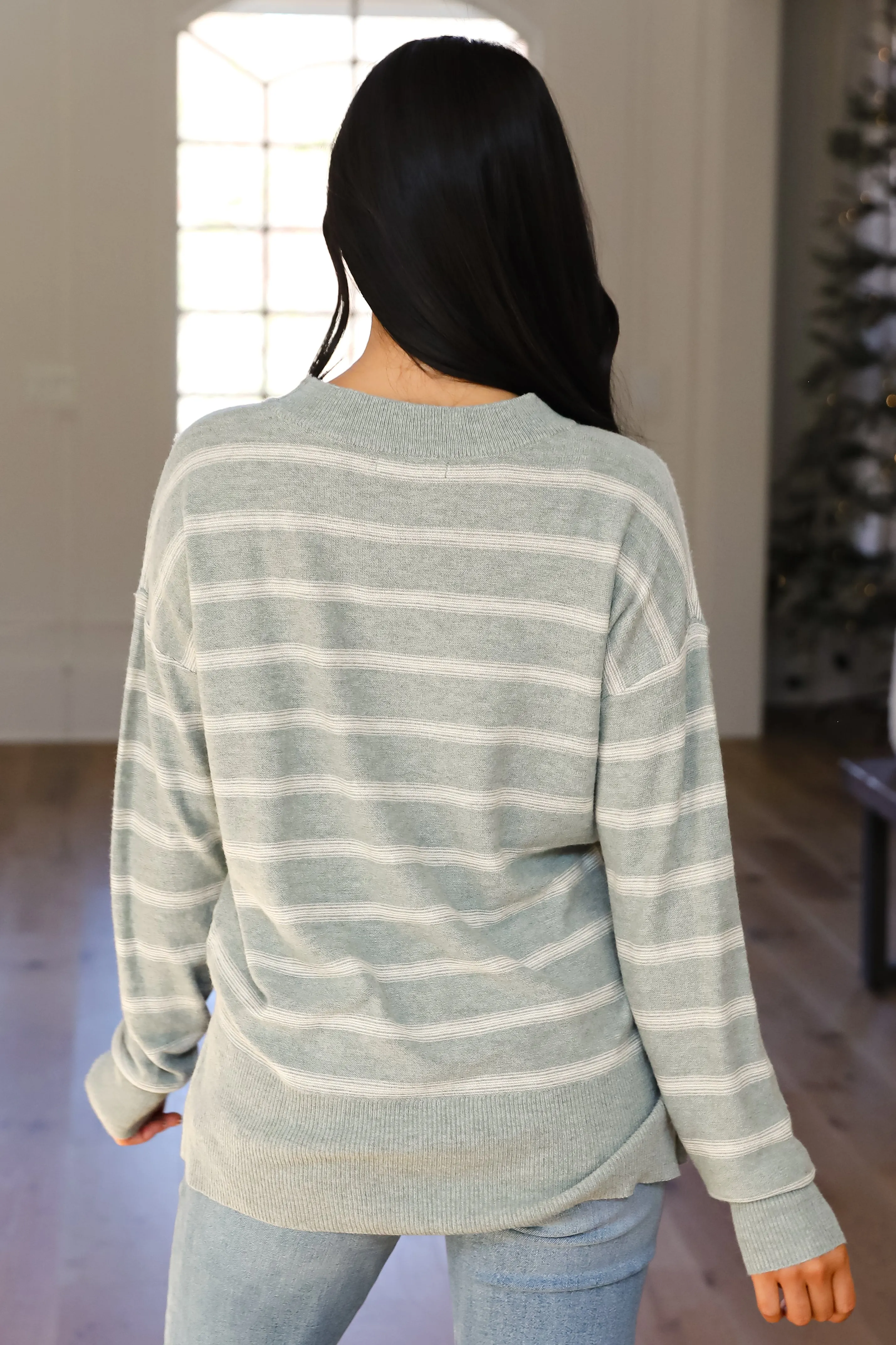 FINAL SALE - Adorable Simplicity Striped Lightweight Knit Sweater - DOORBUSTER