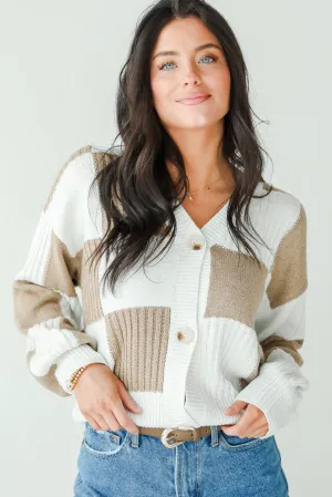 FINAL SALE - Carefree Agenda Ivory Checkered Sweater Cardigan