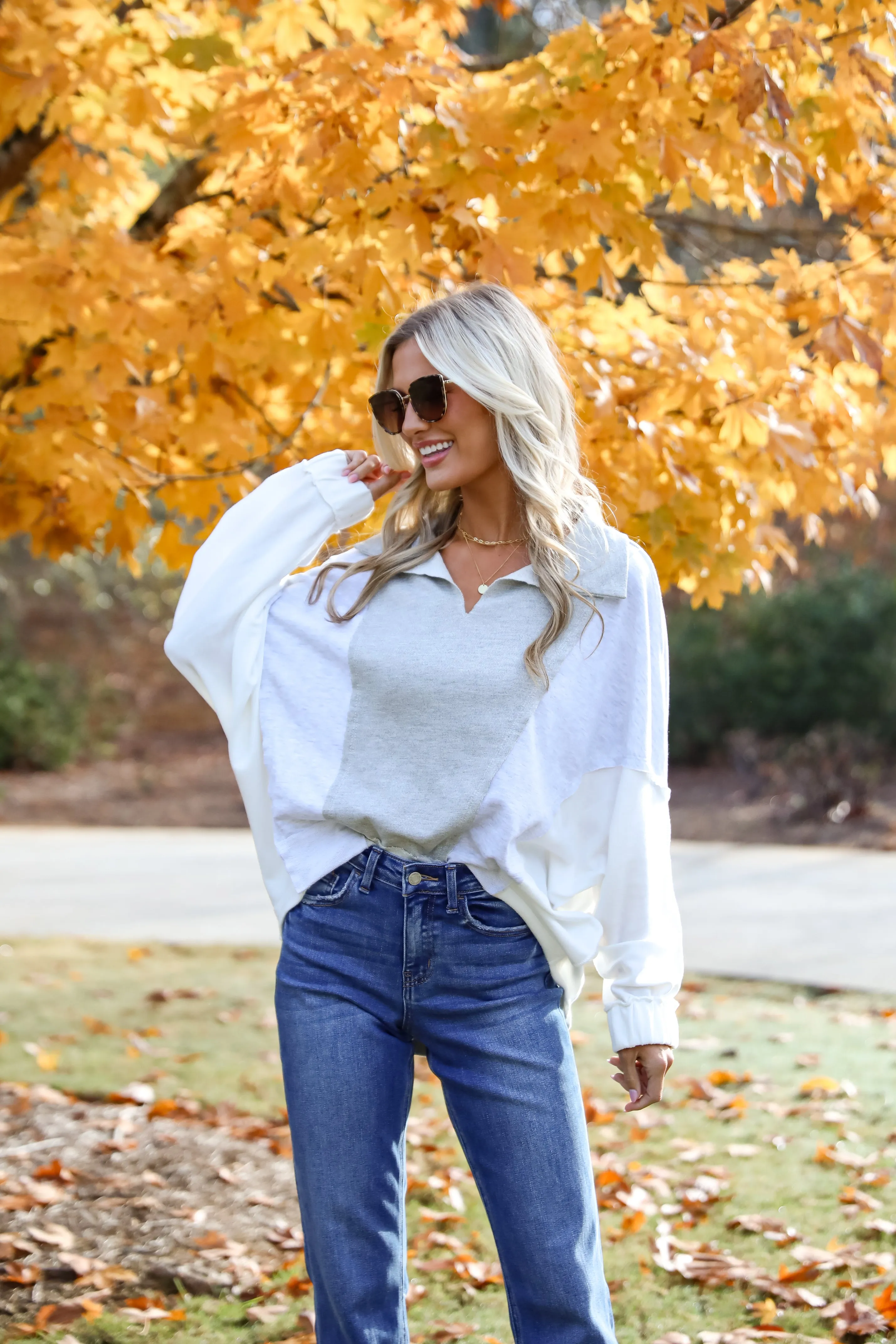 FINAL SALE - Casual Favorite Color Block Collared Top