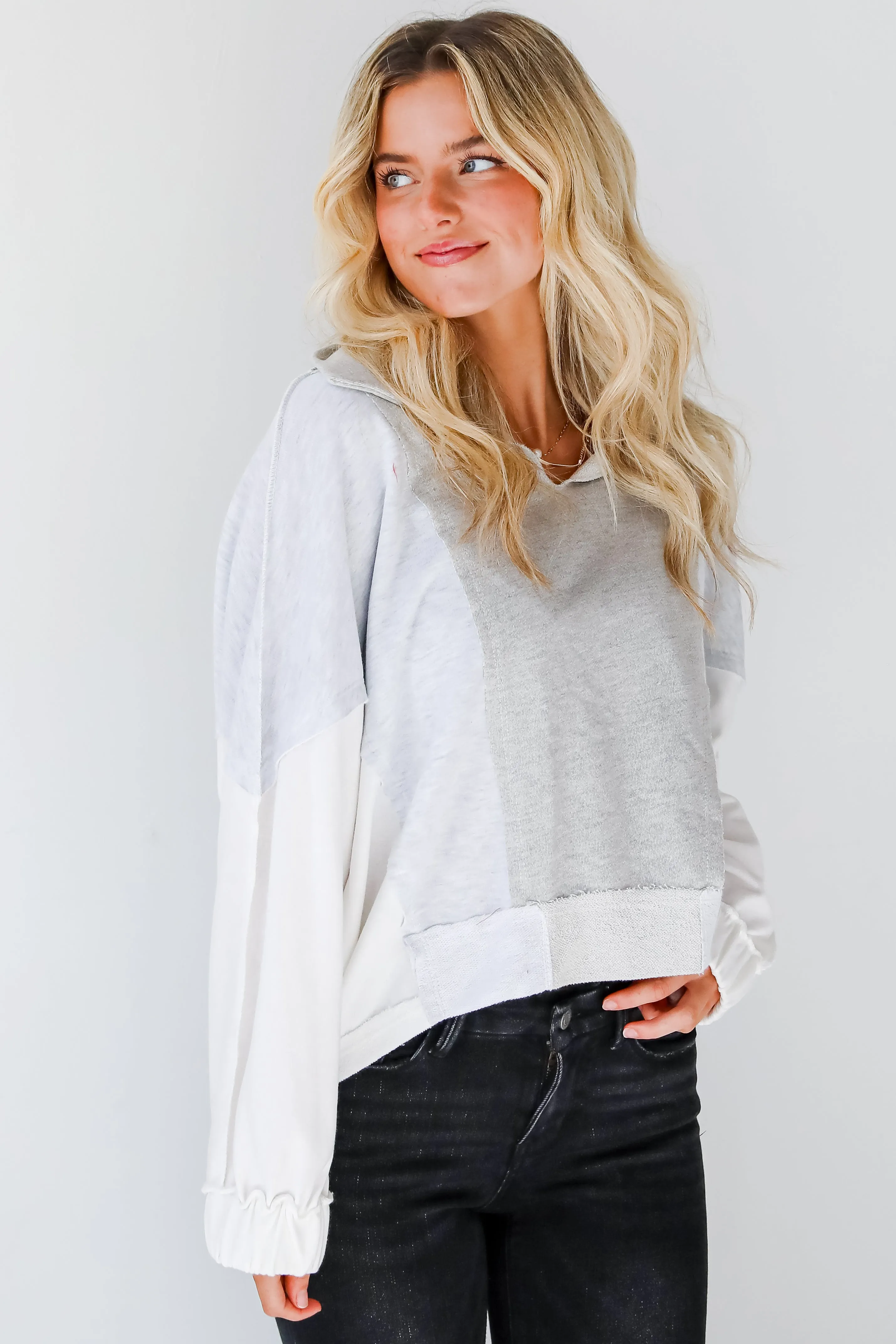 FINAL SALE - Casual Favorite Color Block Collared Top