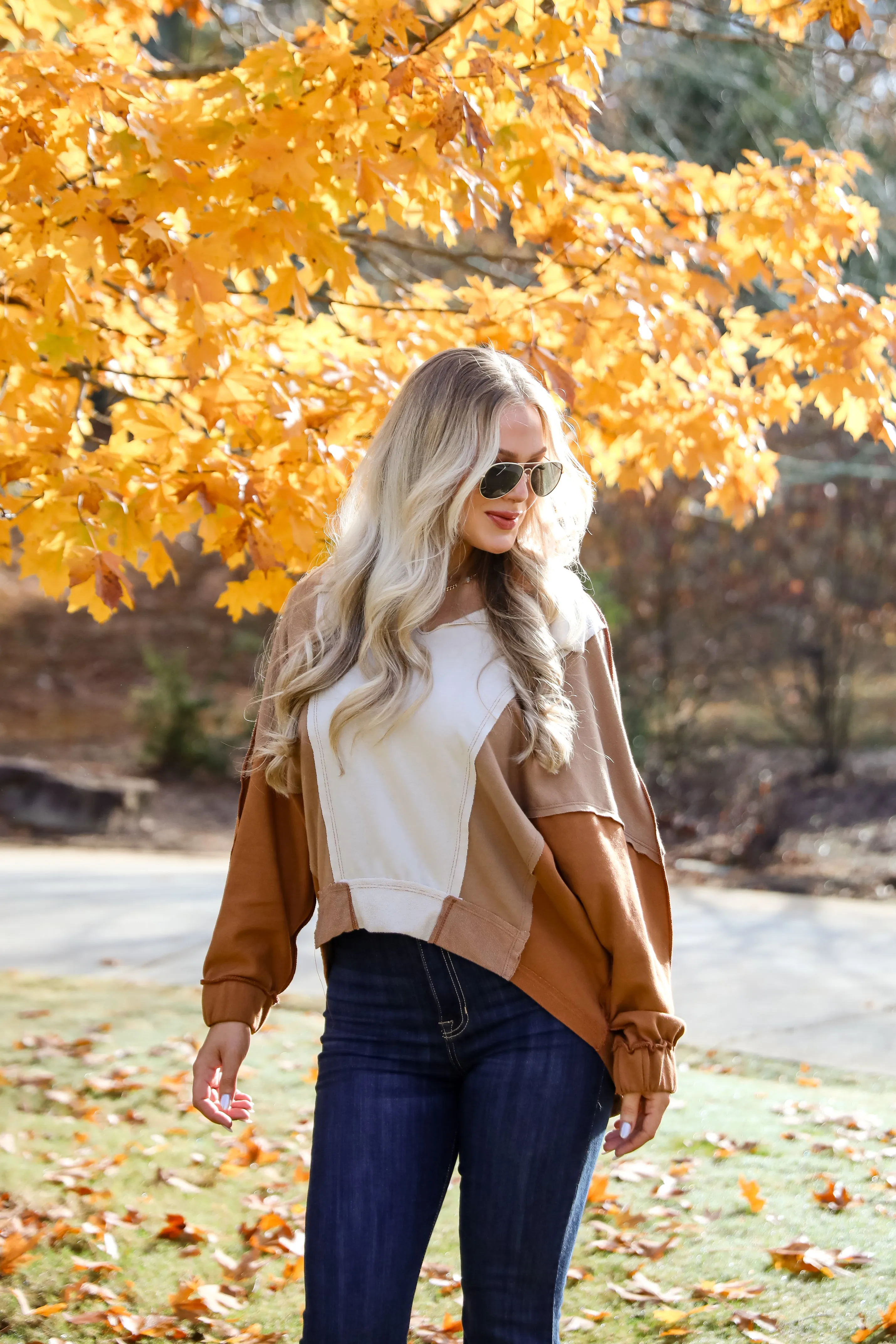 FINAL SALE - Casual Favorite Color Block Collared Top
