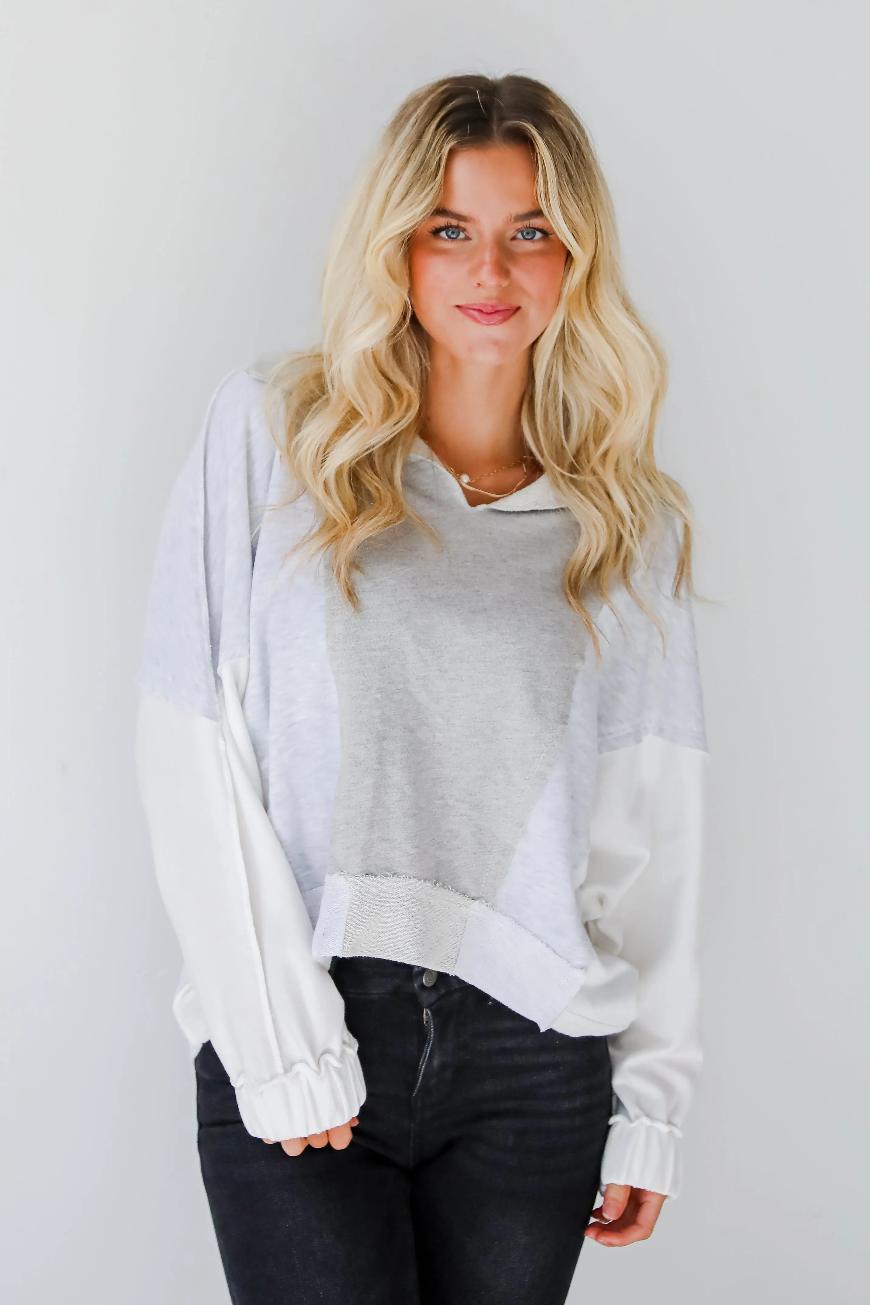 FINAL SALE - Casual Favorite Color Block Collared Top