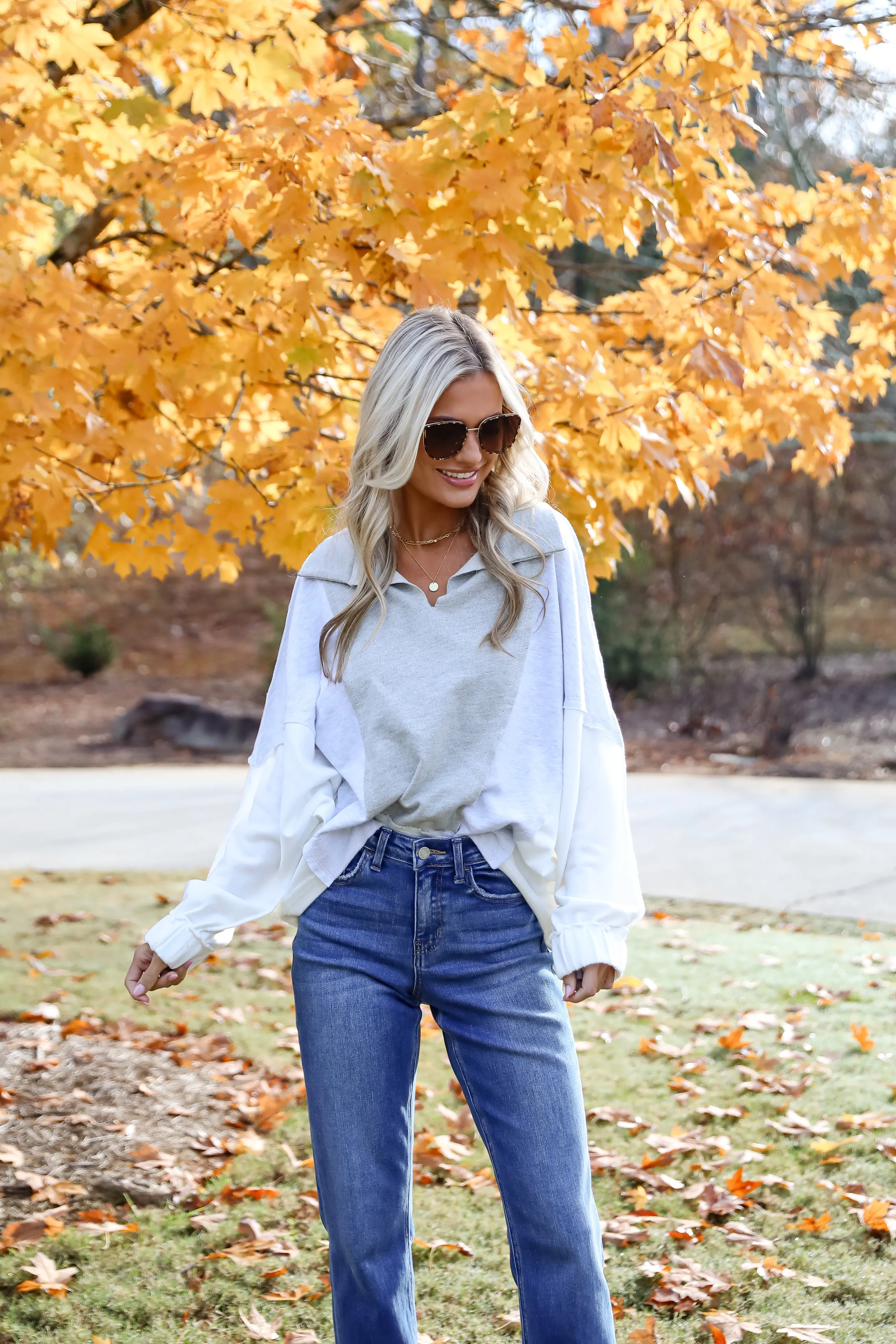 FINAL SALE - Casual Favorite Color Block Collared Top
