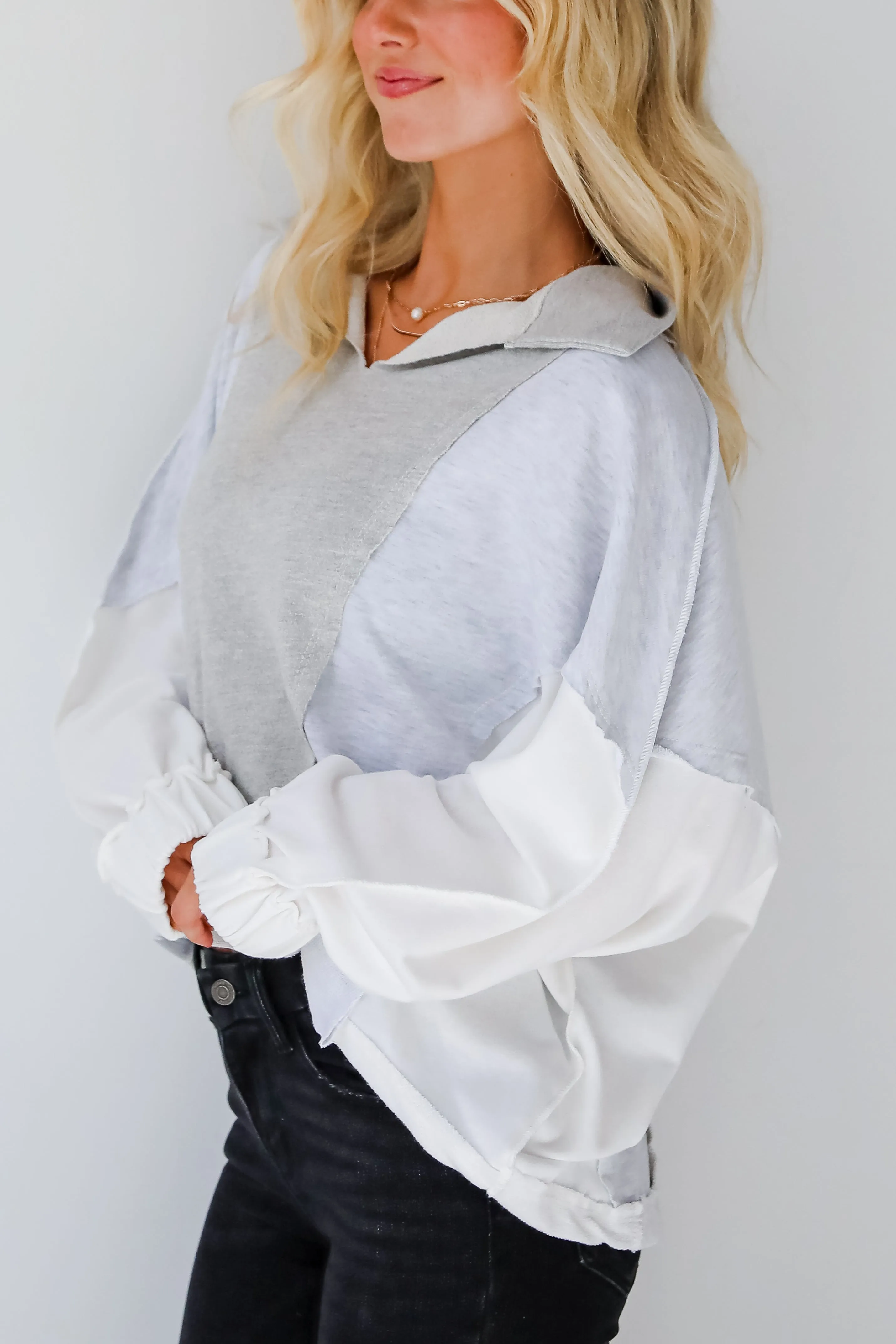 FINAL SALE - Casual Favorite Color Block Collared Top