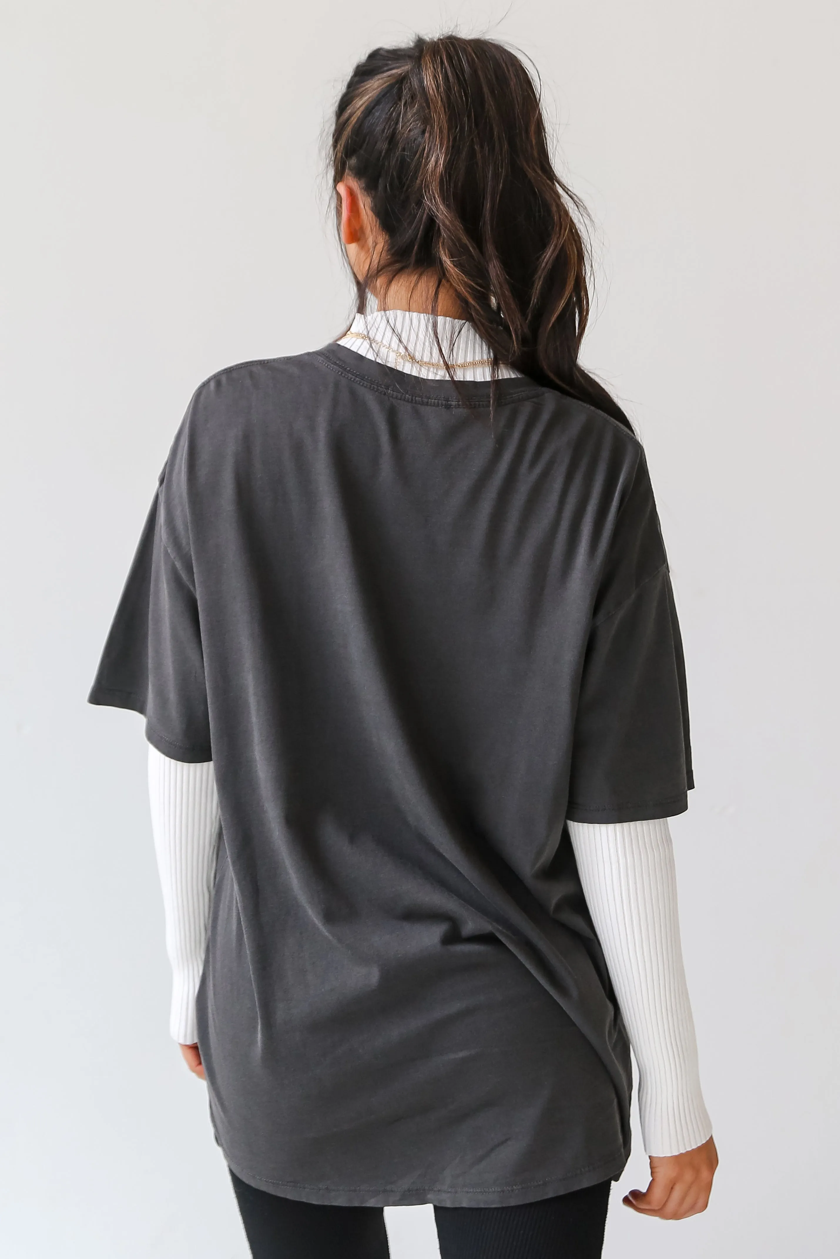 FINAL SALE - Charcoal Free Bird Spirit Oversized Graphic Tee