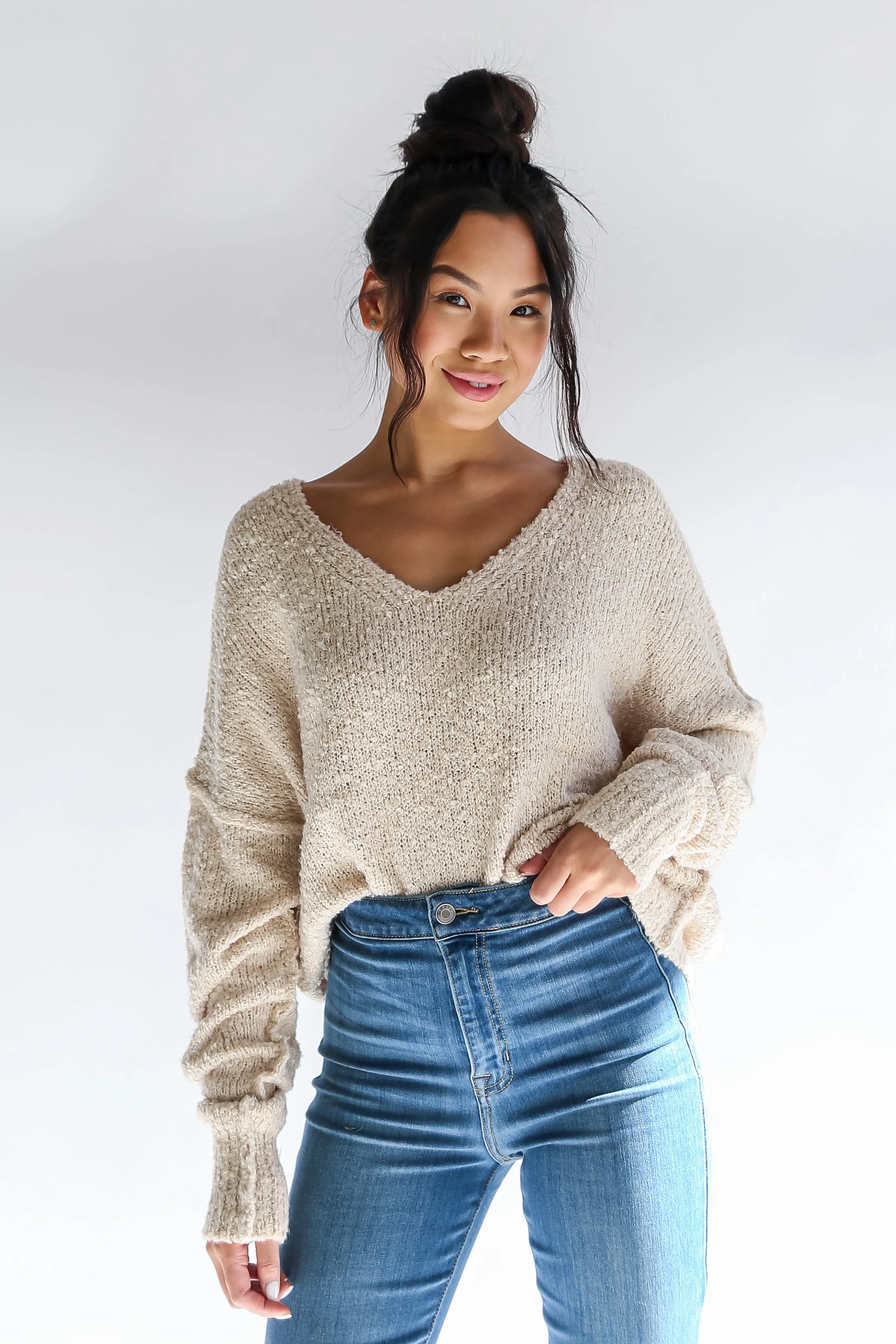 FINAL SALE - Charming Purpose Cream Oversized Sweater