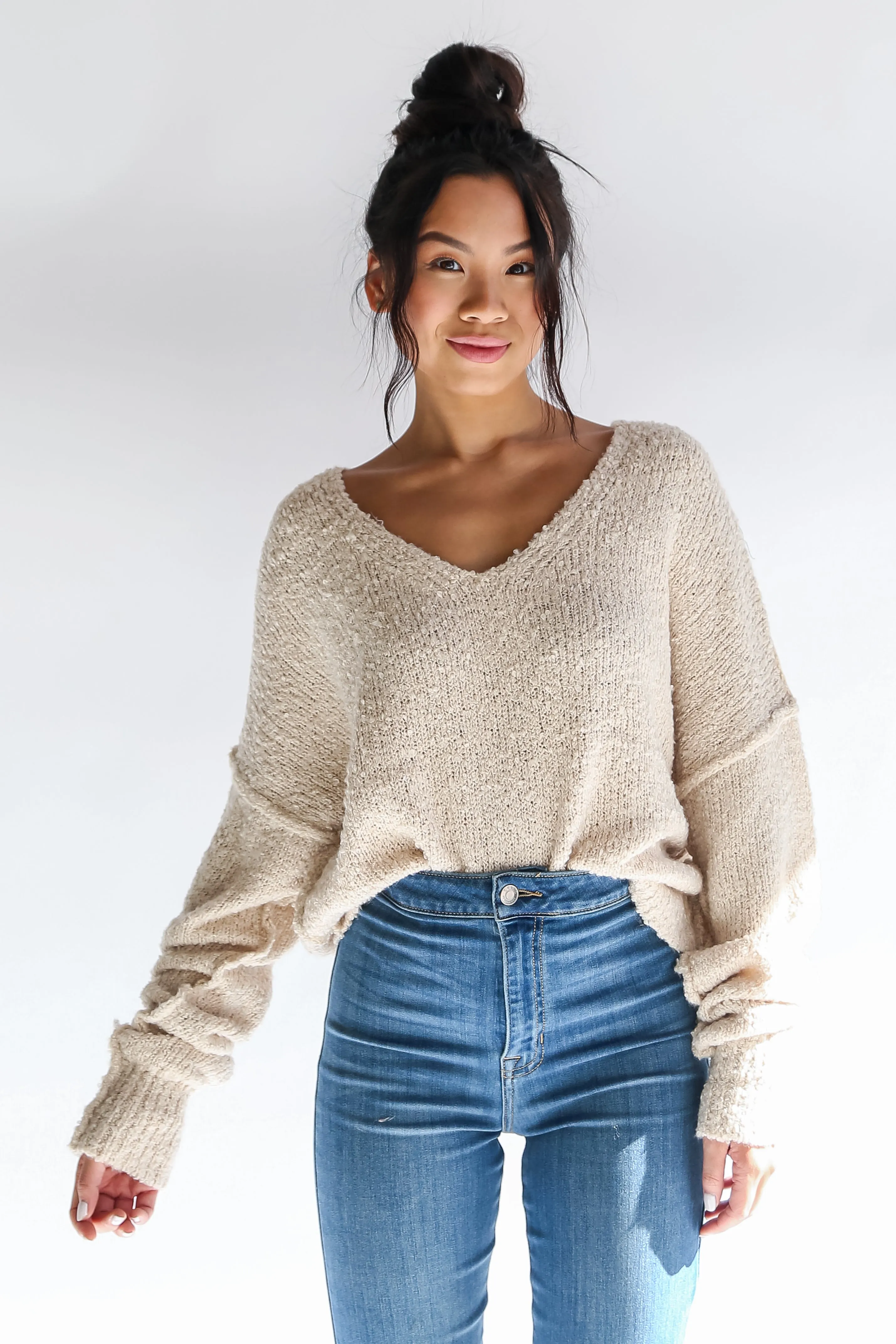 FINAL SALE - Charming Purpose Cream Oversized Sweater