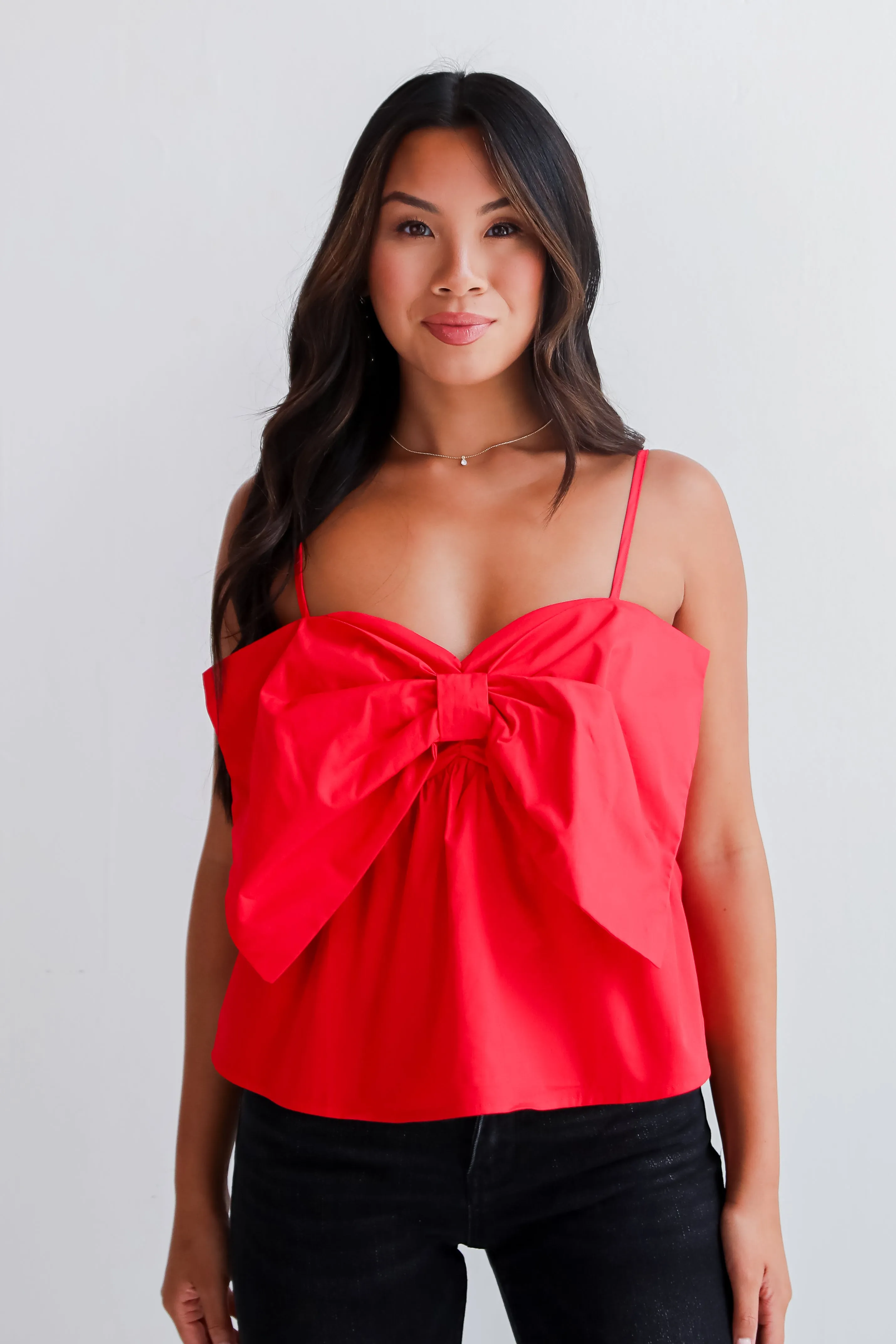FINAL SALE - Cheer You On Red Bow Tank