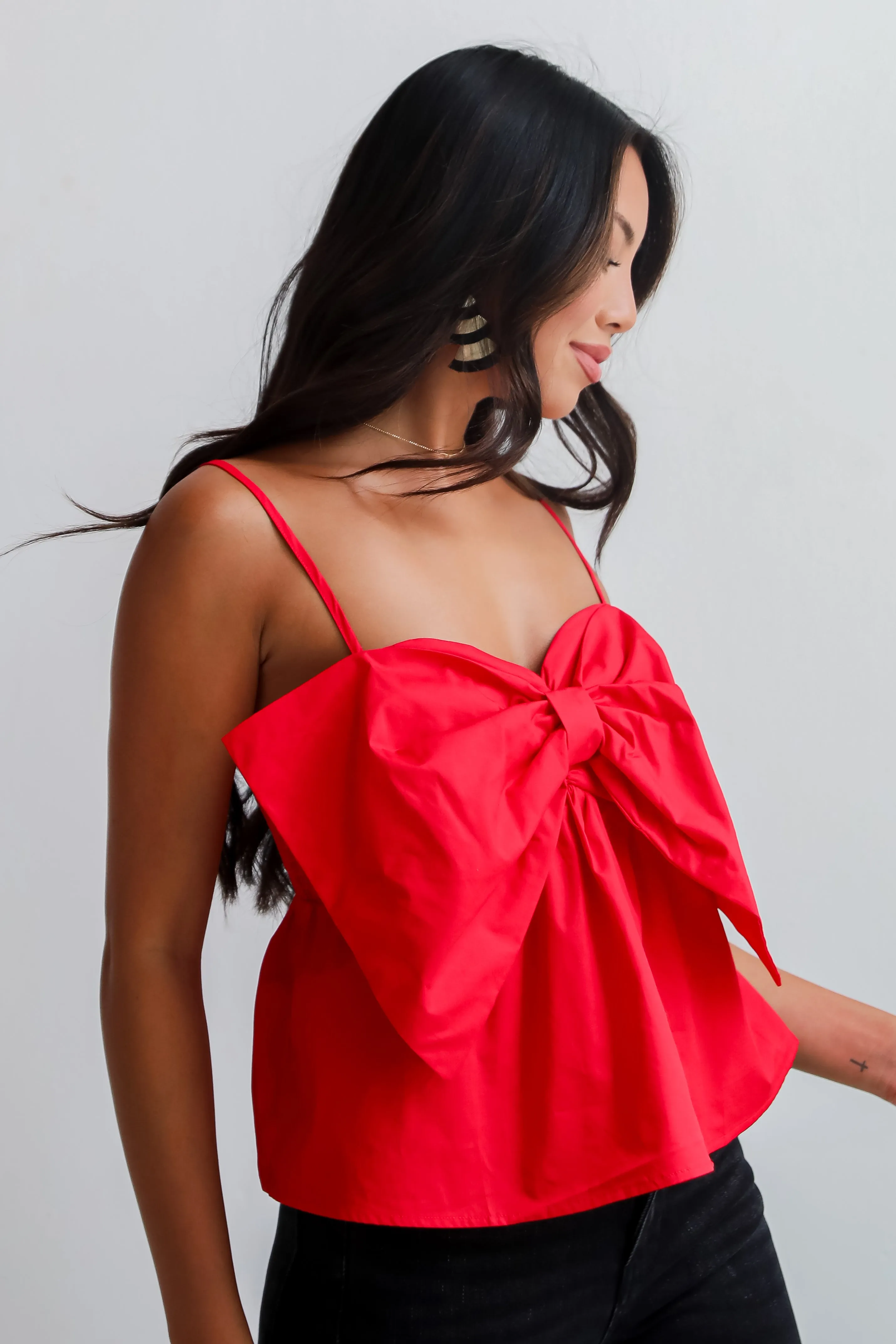FINAL SALE - Cheer You On Red Bow Tank