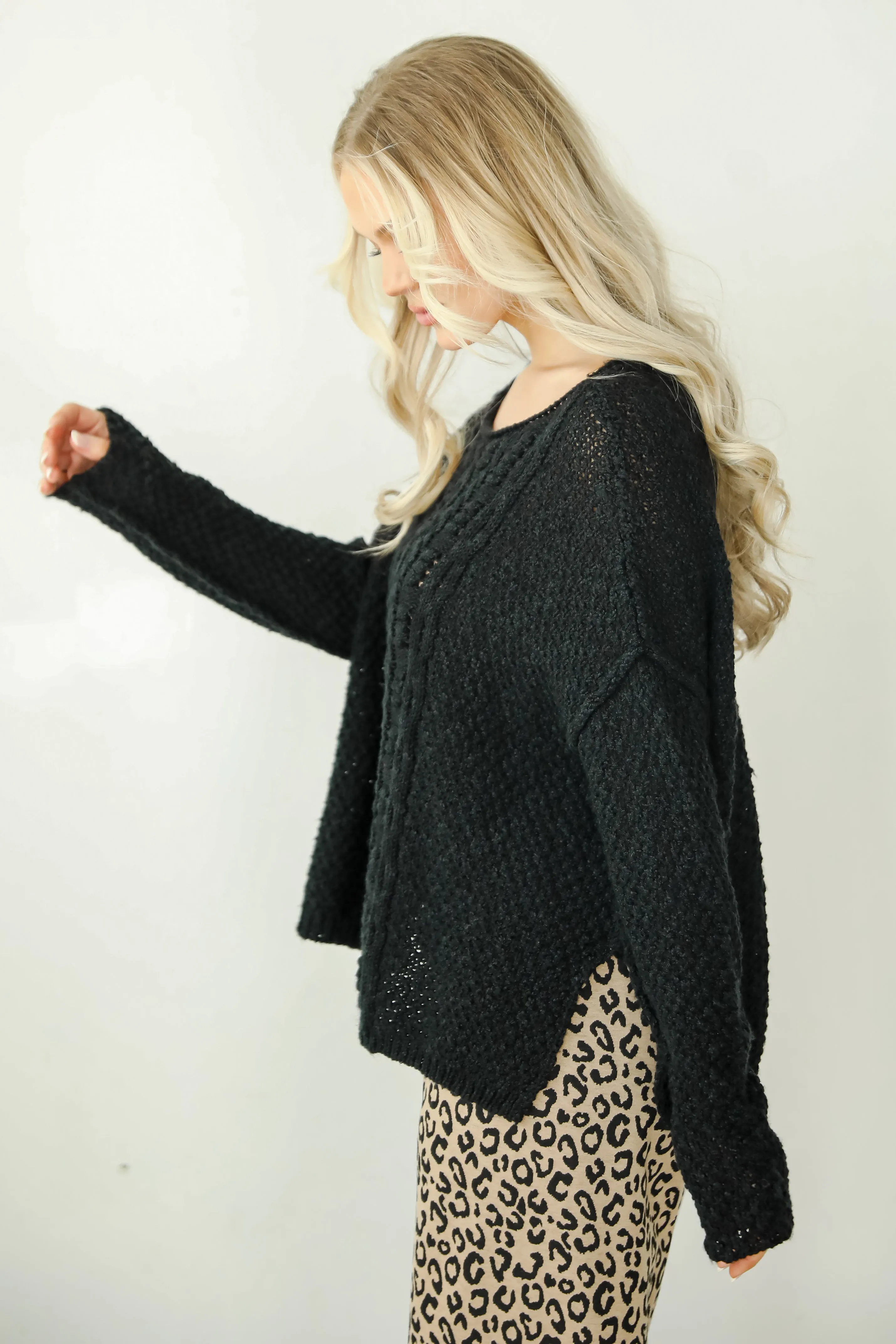 FINAL SALE - Cherished Crush Black Sweater