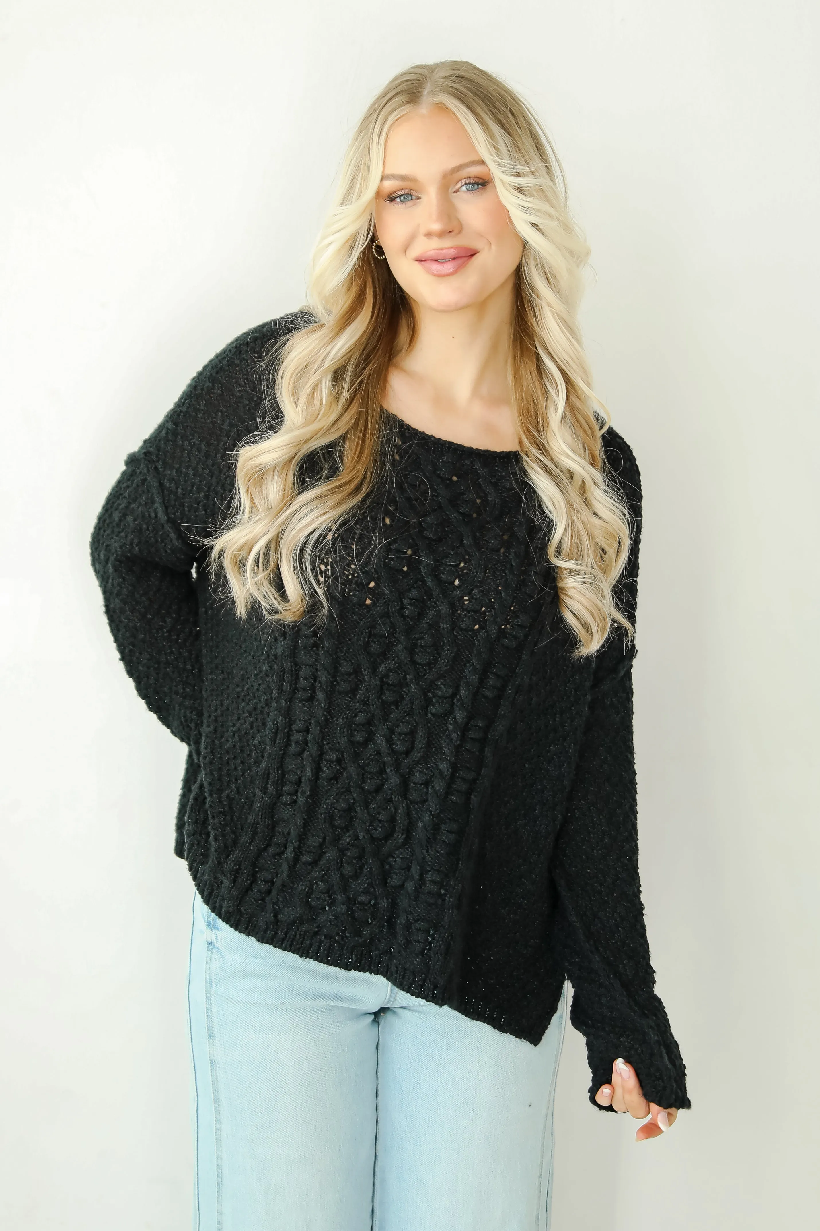 FINAL SALE - Cherished Crush Black Sweater