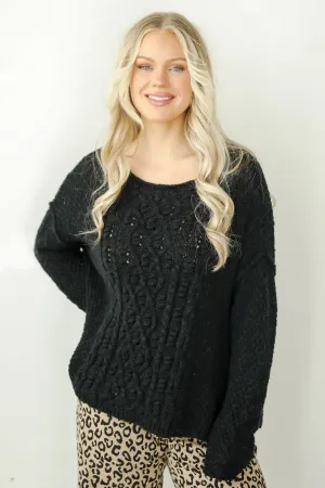 FINAL SALE - Cherished Crush Black Sweater