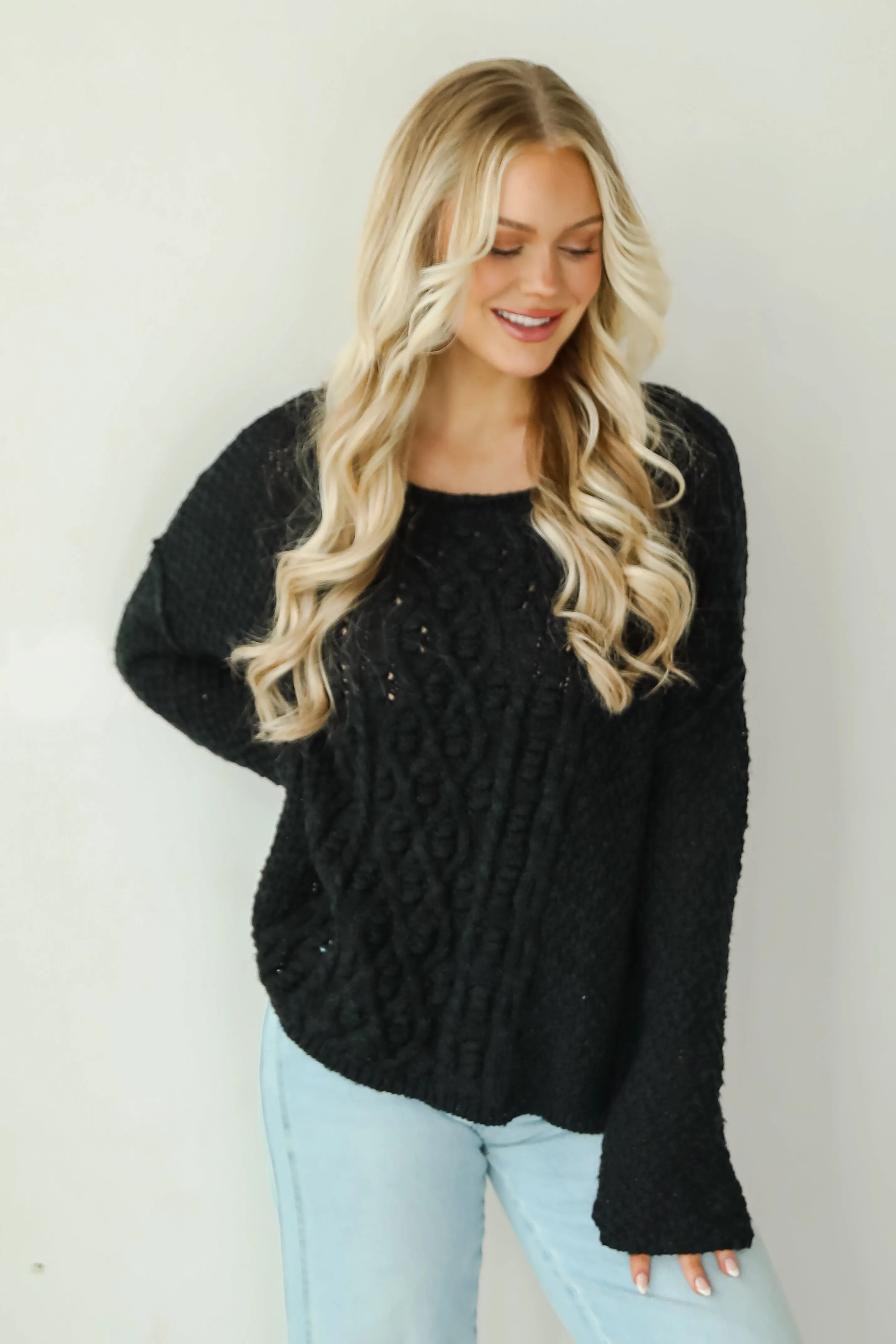 FINAL SALE - Cherished Crush Black Sweater