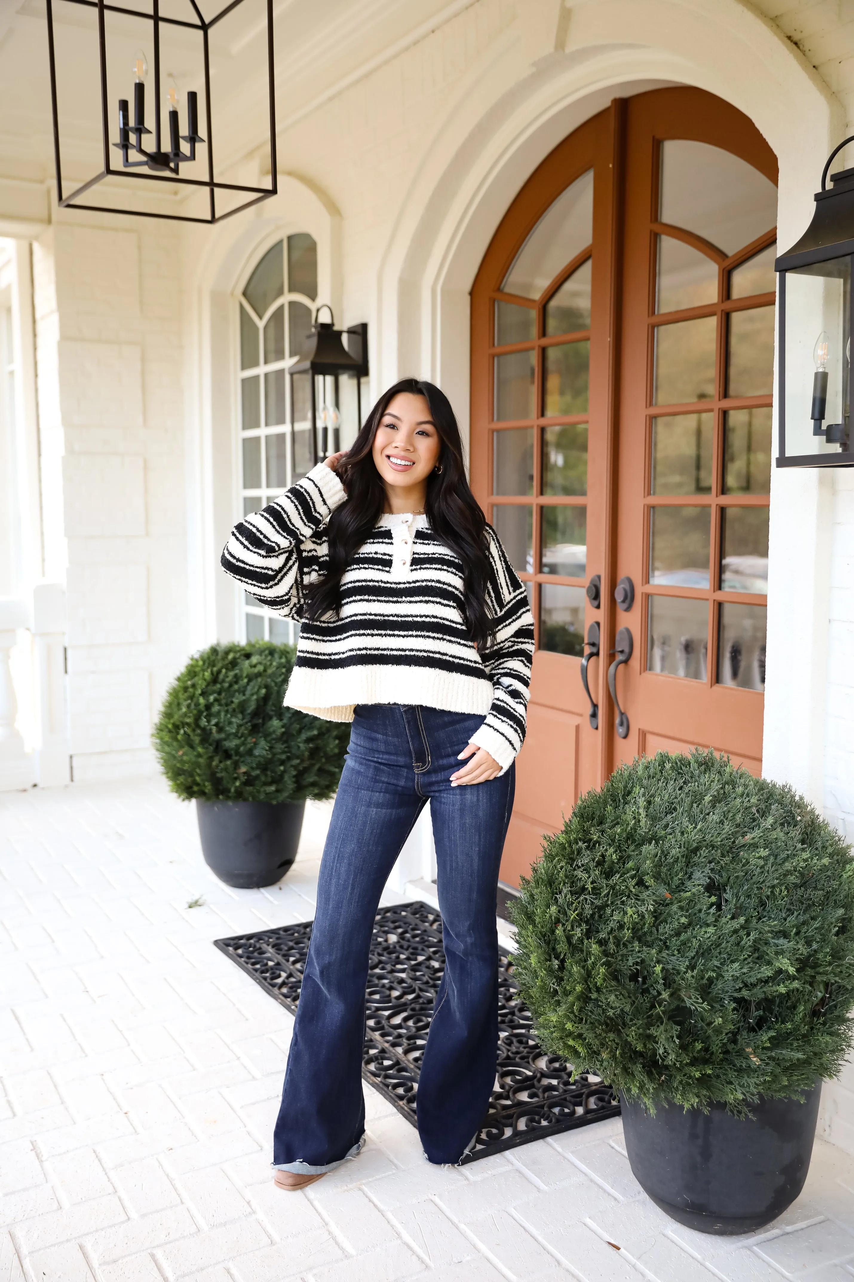 FINAL SALE - Classic Comfort Black Striped Sweater
