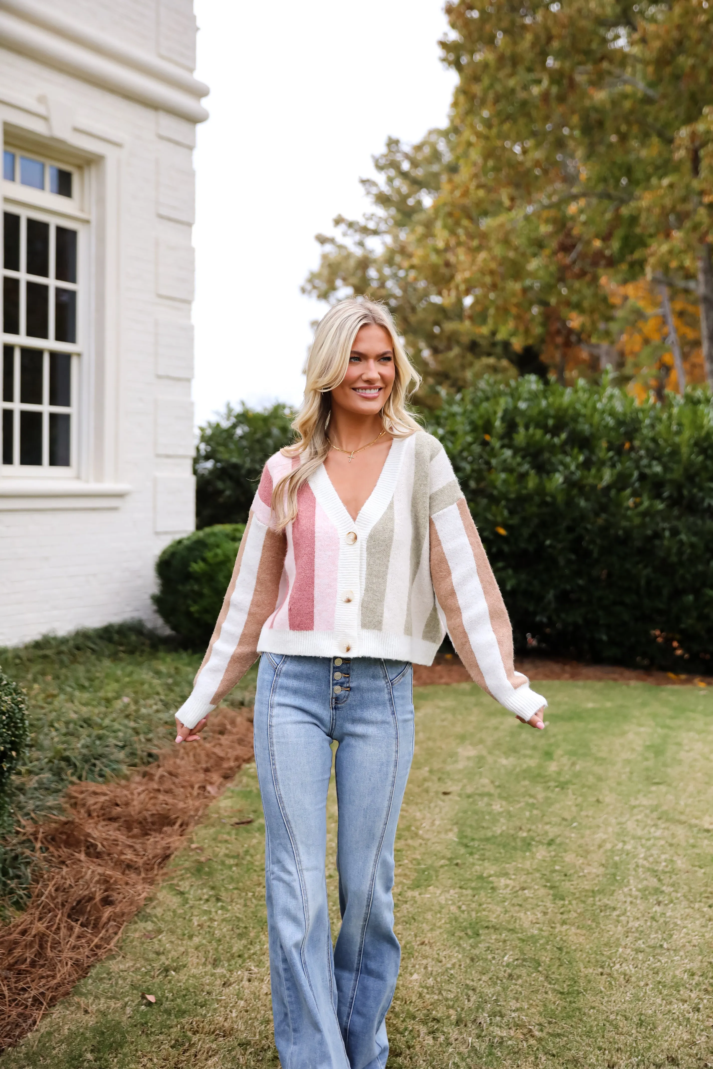 FINAL SALE - Classically Cozy Striped Color Block Sweater Cardigan