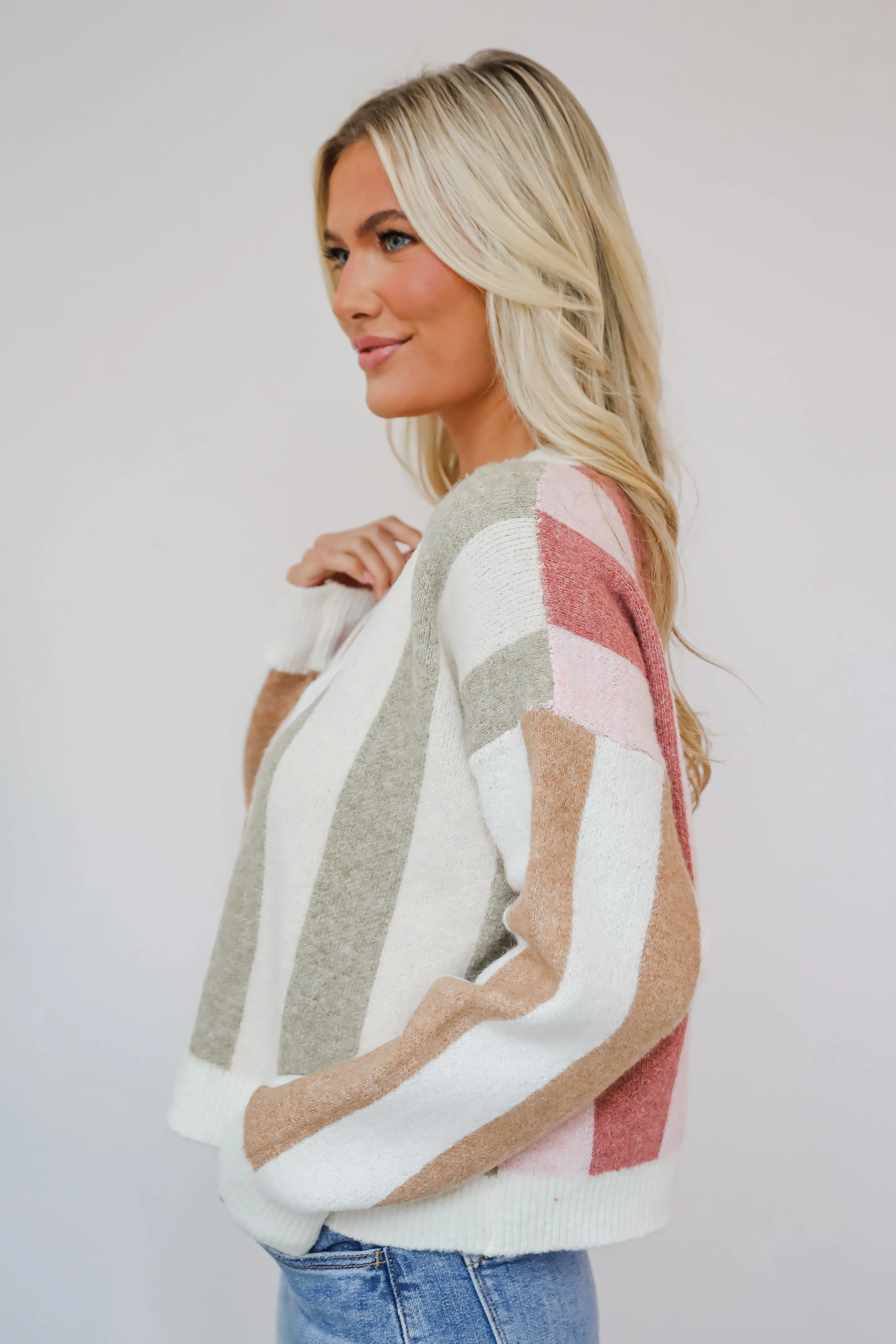 FINAL SALE - Classically Cozy Striped Color Block Sweater Cardigan