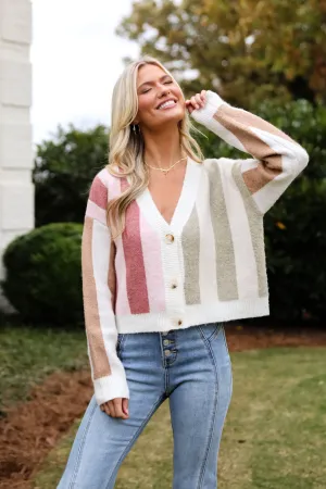 FINAL SALE - Classically Cozy Striped Color Block Sweater Cardigan